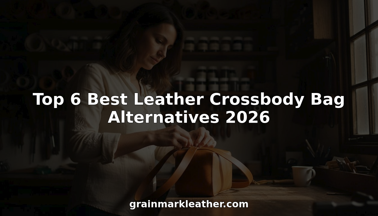 Artisan handcrafting leather crossbody bag in workshop