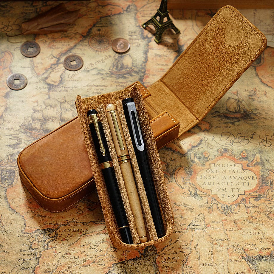 Leather 3-Slot Pen Case