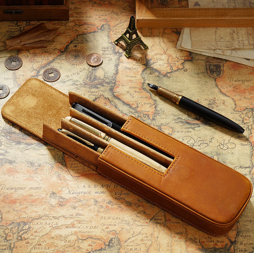 Leather 3-Slot Pen Case