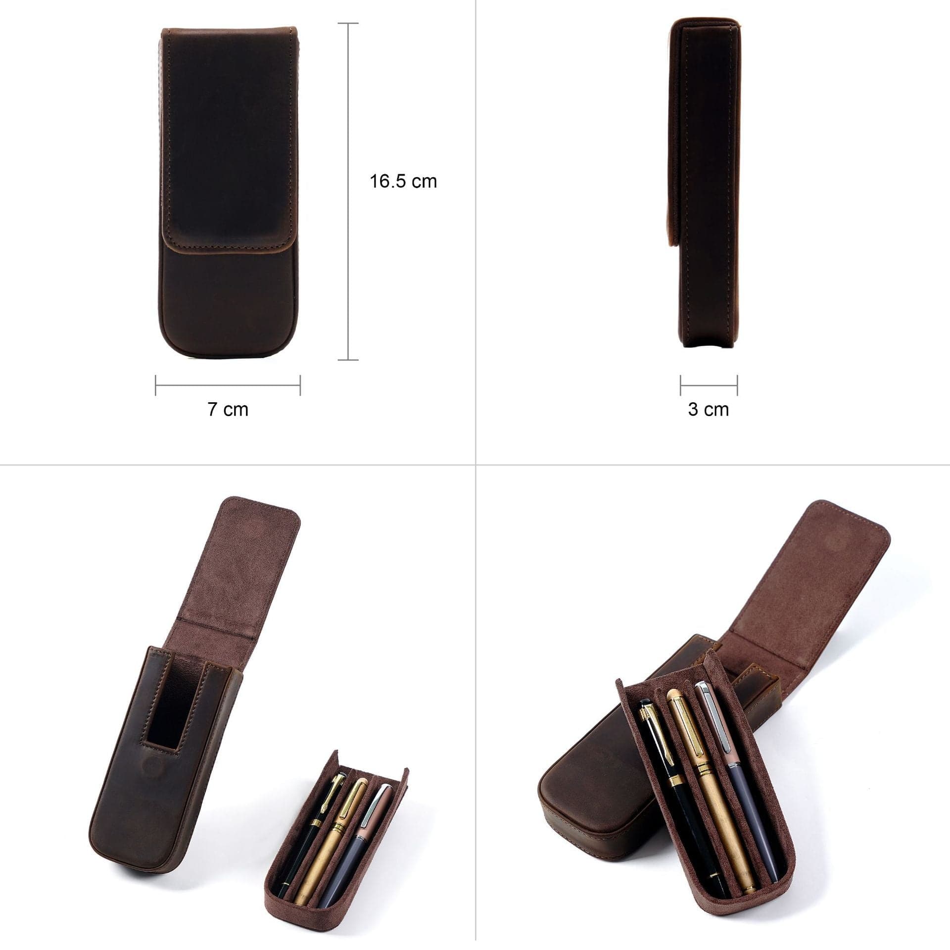 Leather 3-Slot Pen Case