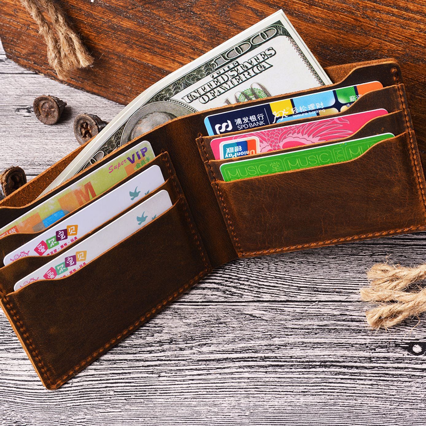 Classic Vintage Leather Bifold Wallet