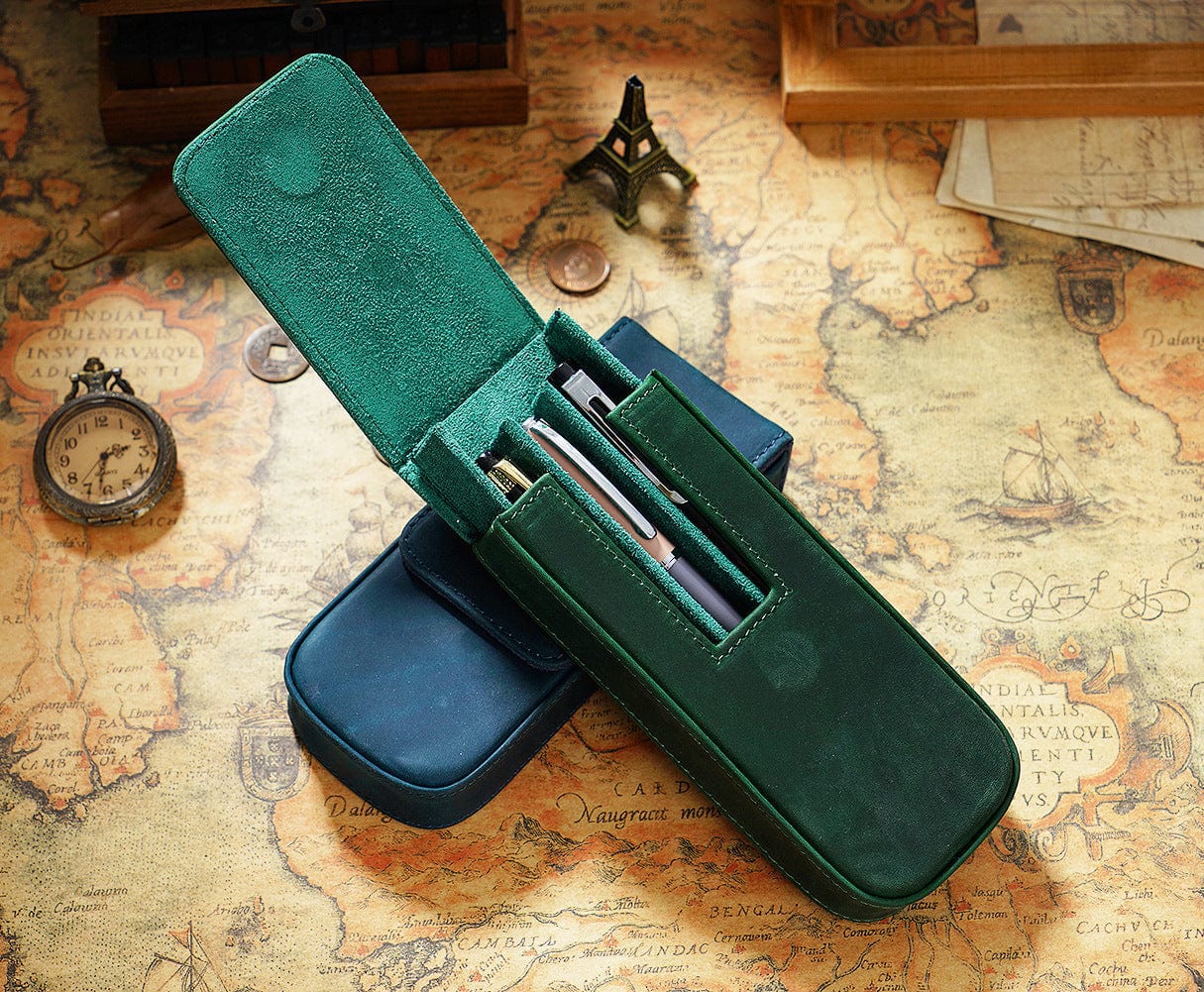 Leather 3-Slot Pen Case