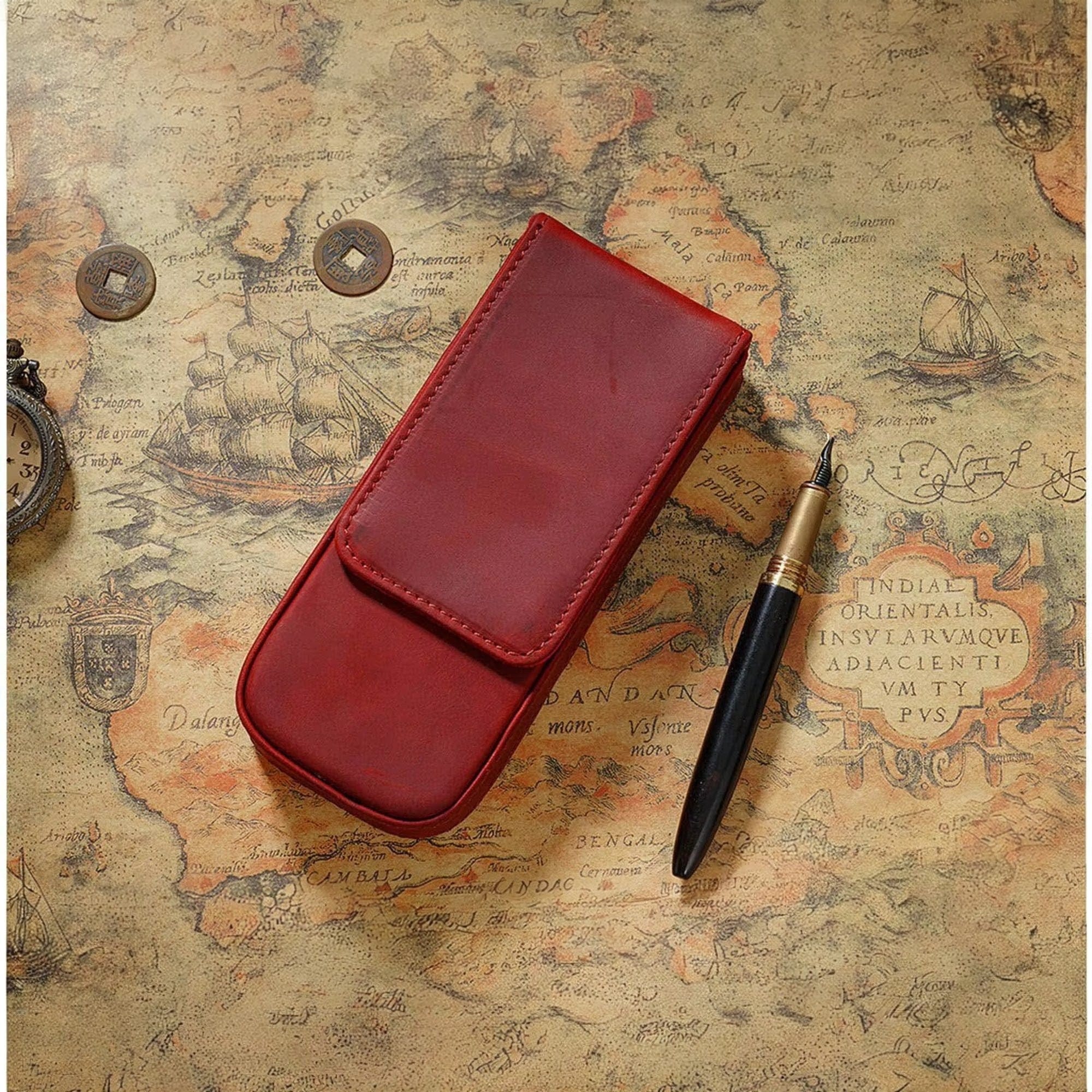 Leather 3-Slot Pen Case