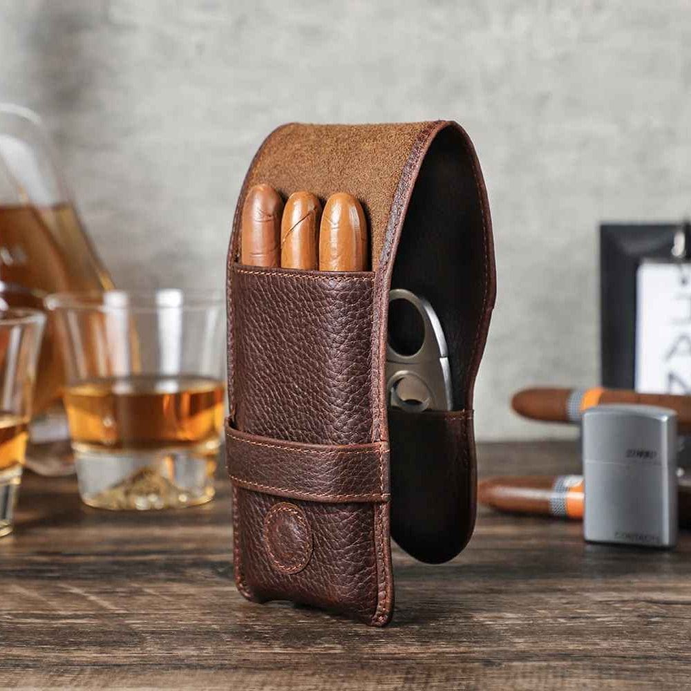 THE MEADOW – 3-SLOT FULL GRAIN LEATHER CIGAR POUCH