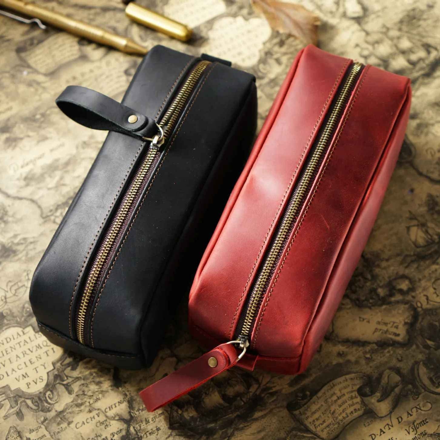 THE ROCKSPUR – FULL GRAIN LEATHER ZIPPER PEN CASE