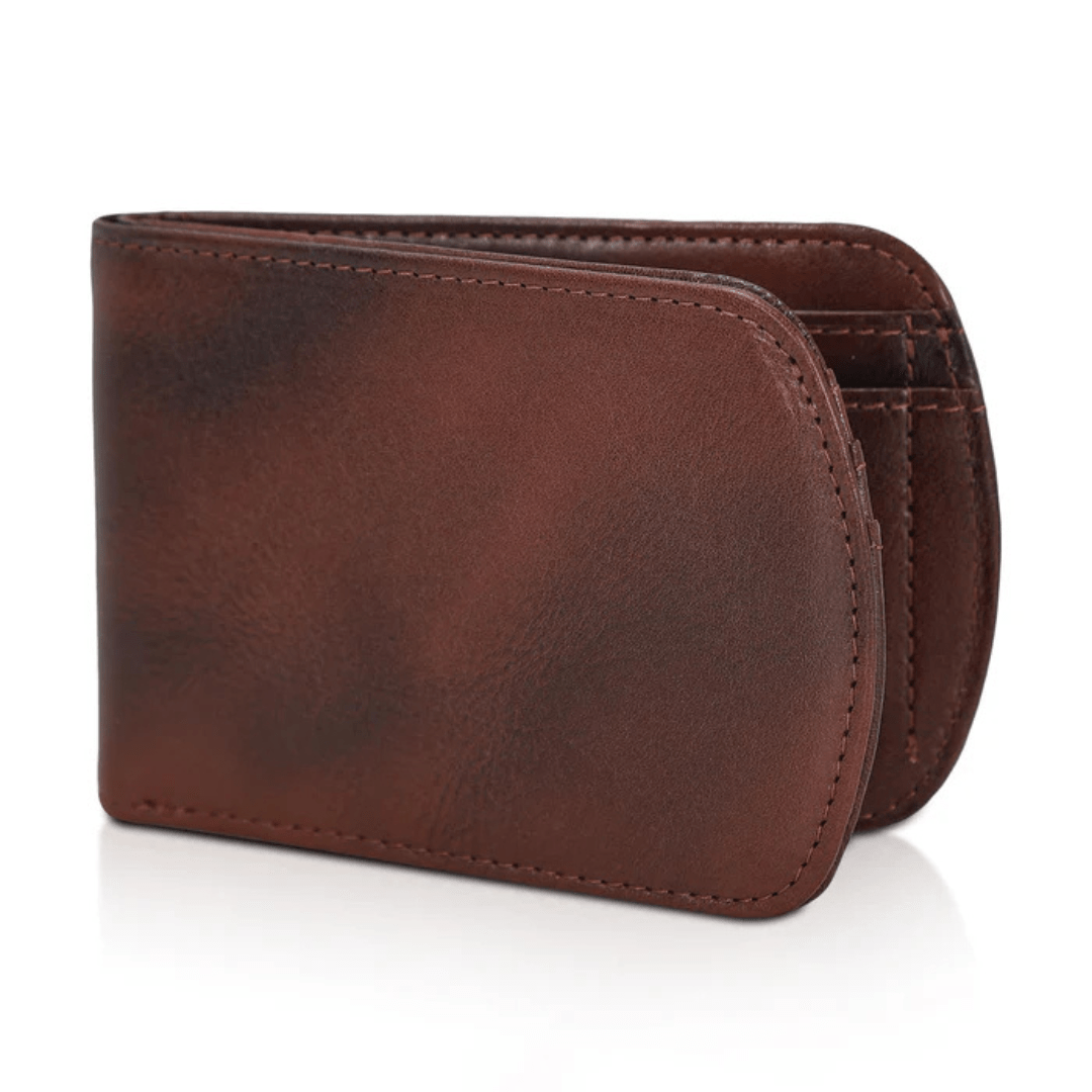 Slim Vintage Leather Bifold Wallet with RFID Protection