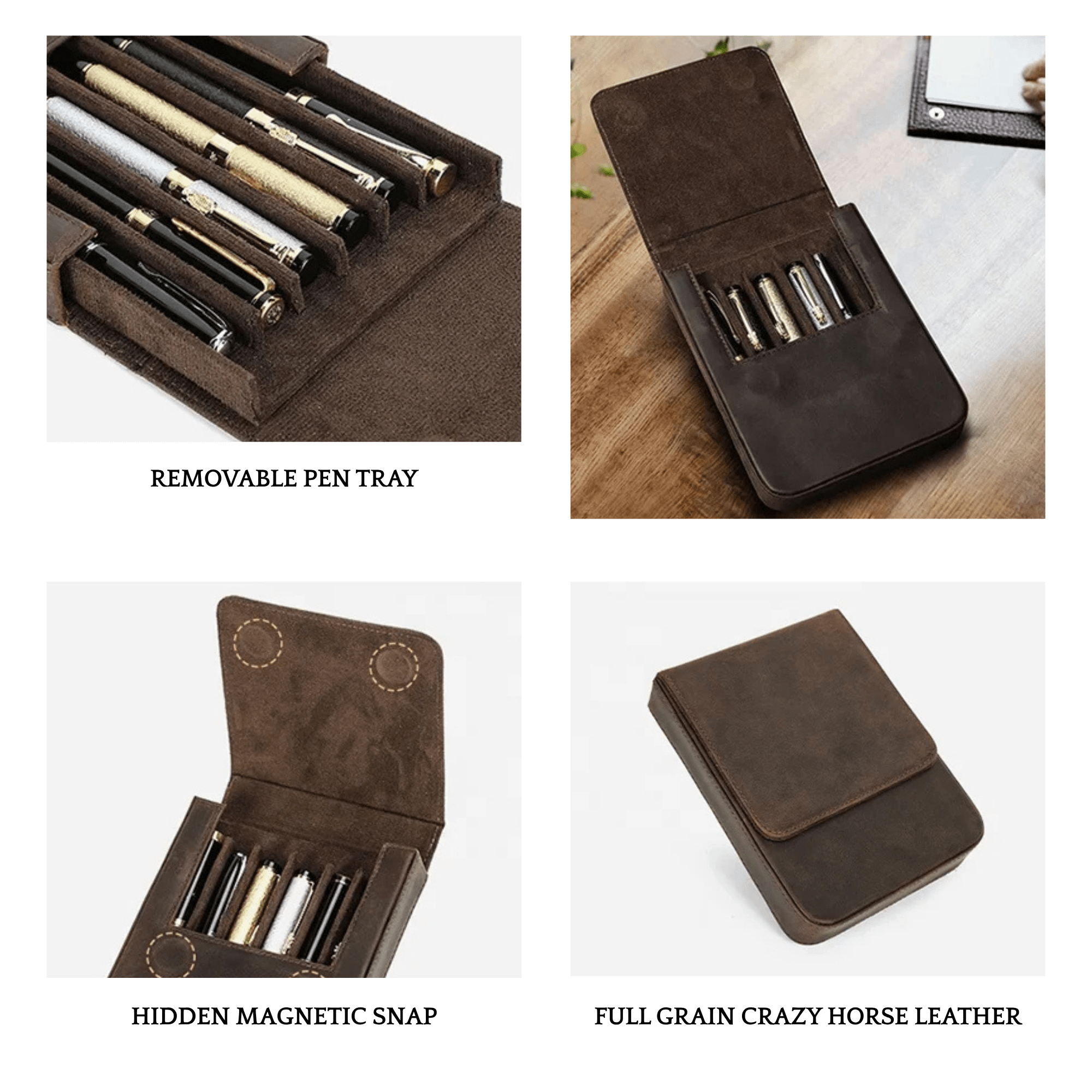 Leather 6-Slot Pen Case