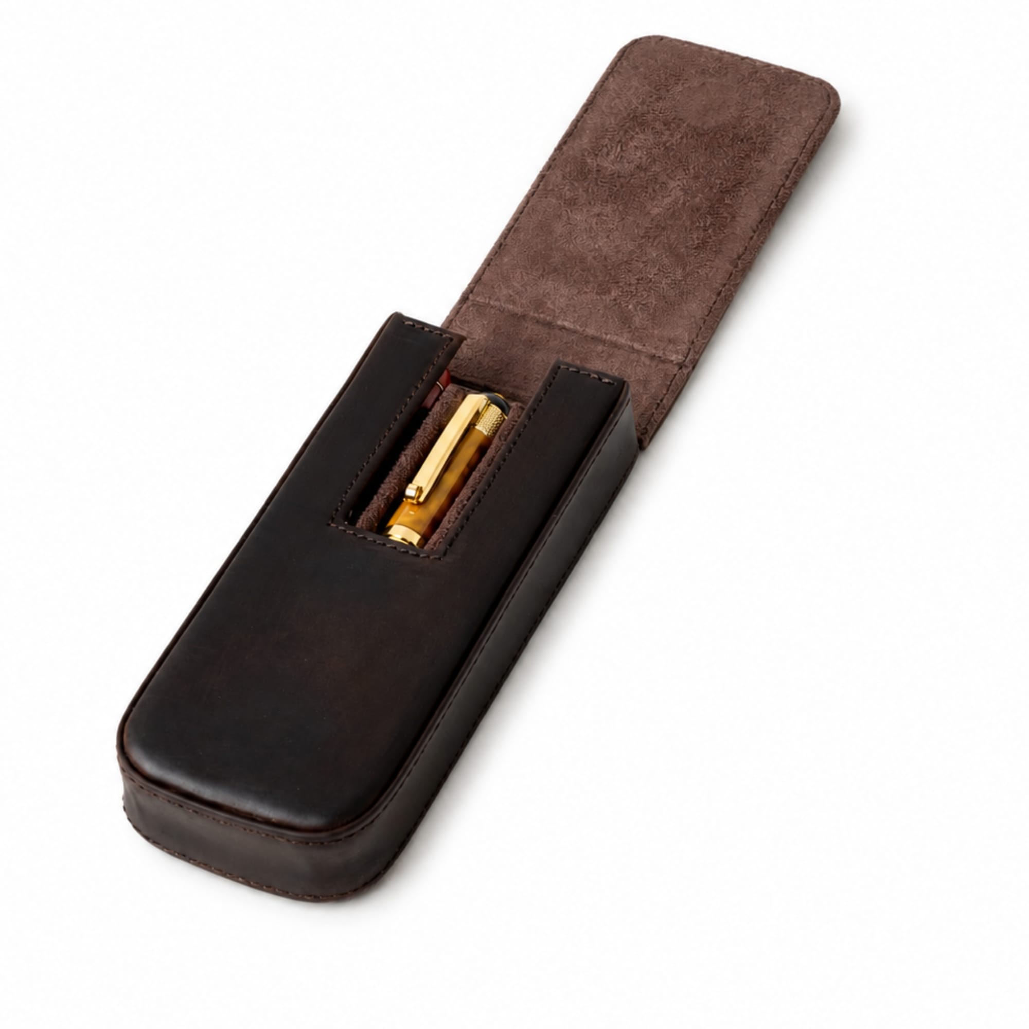 Leather 3-Slot Pen Case (with Laser Engraving)