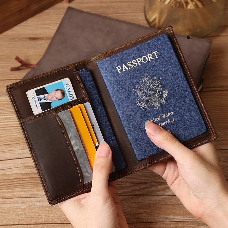 Full Grain Leather Passport Holder – RFID Blocking Travel Wallet