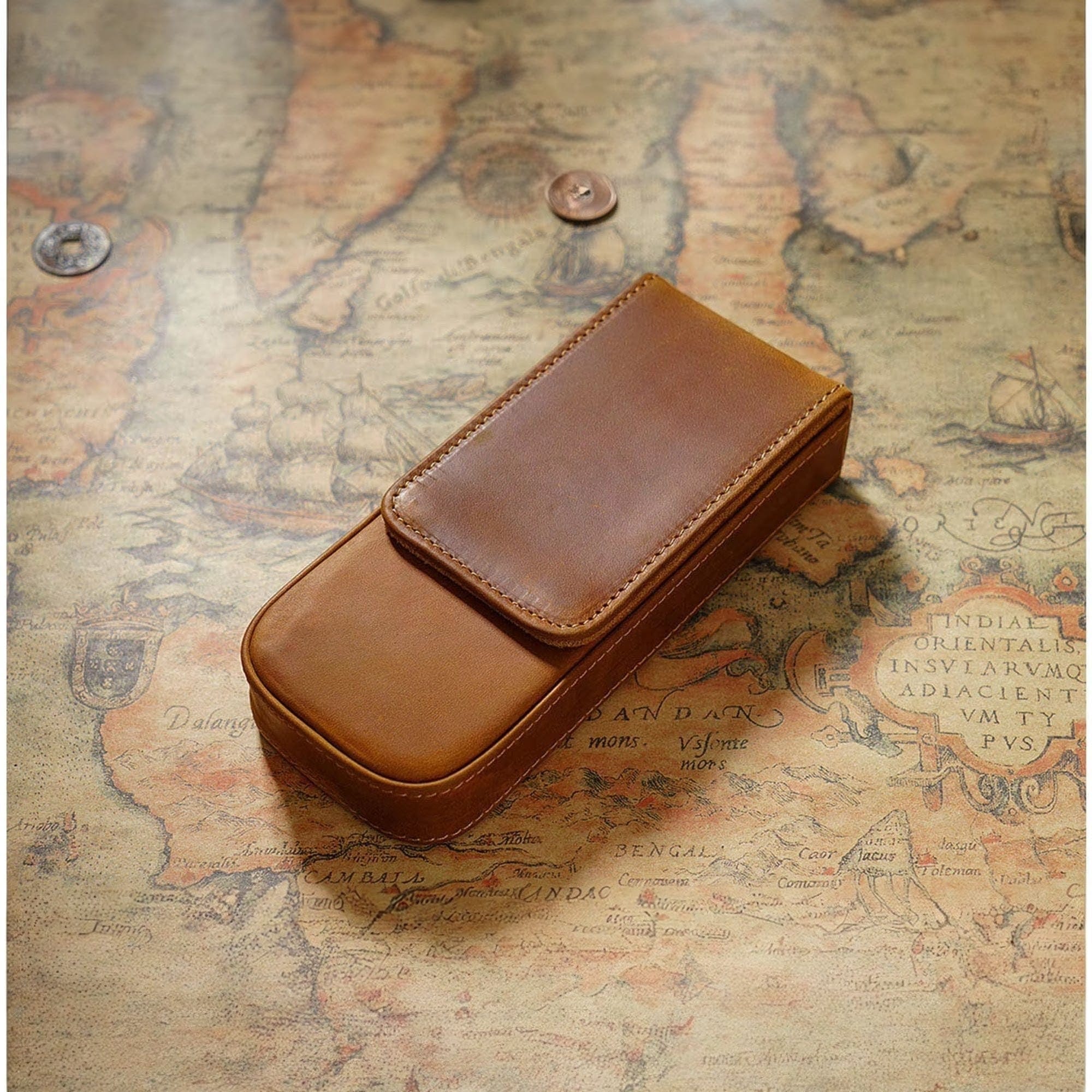Leather 3-Slot Pen Case