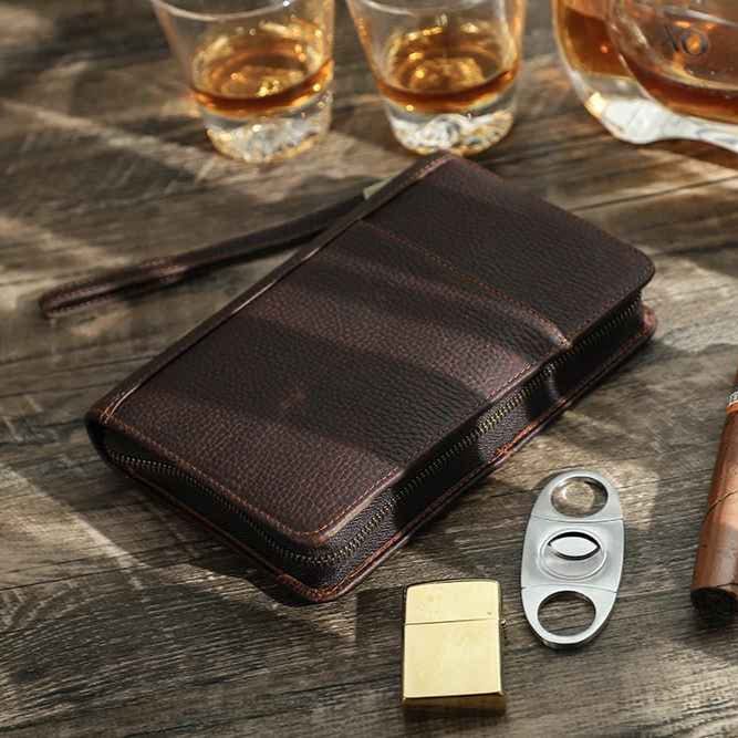 THE TIMBERLINE – 5-SLOT  FULL GRAIN LEATHER CIGAR CASE