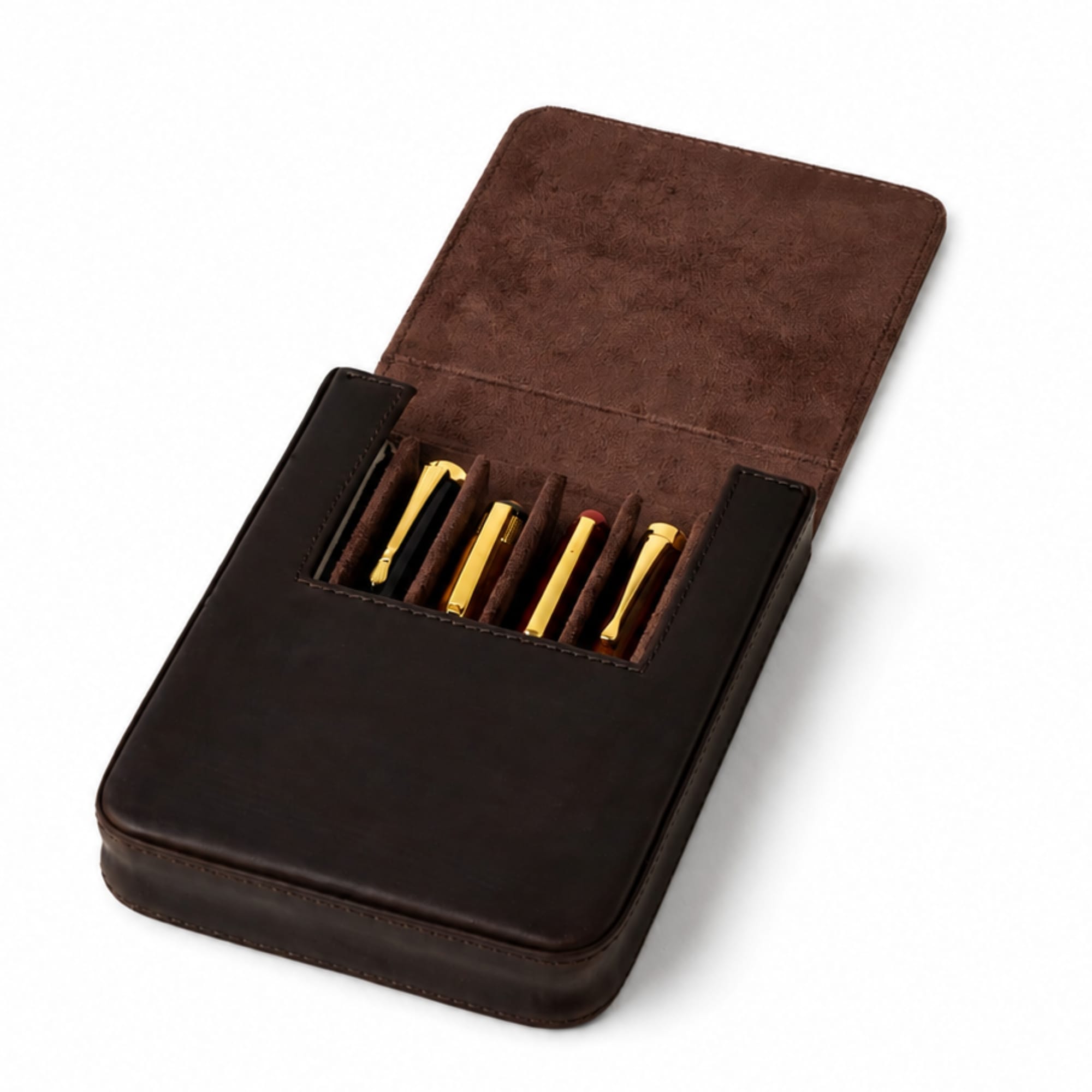 Leather 6-Slot Pen Case (with Laser Engraving)