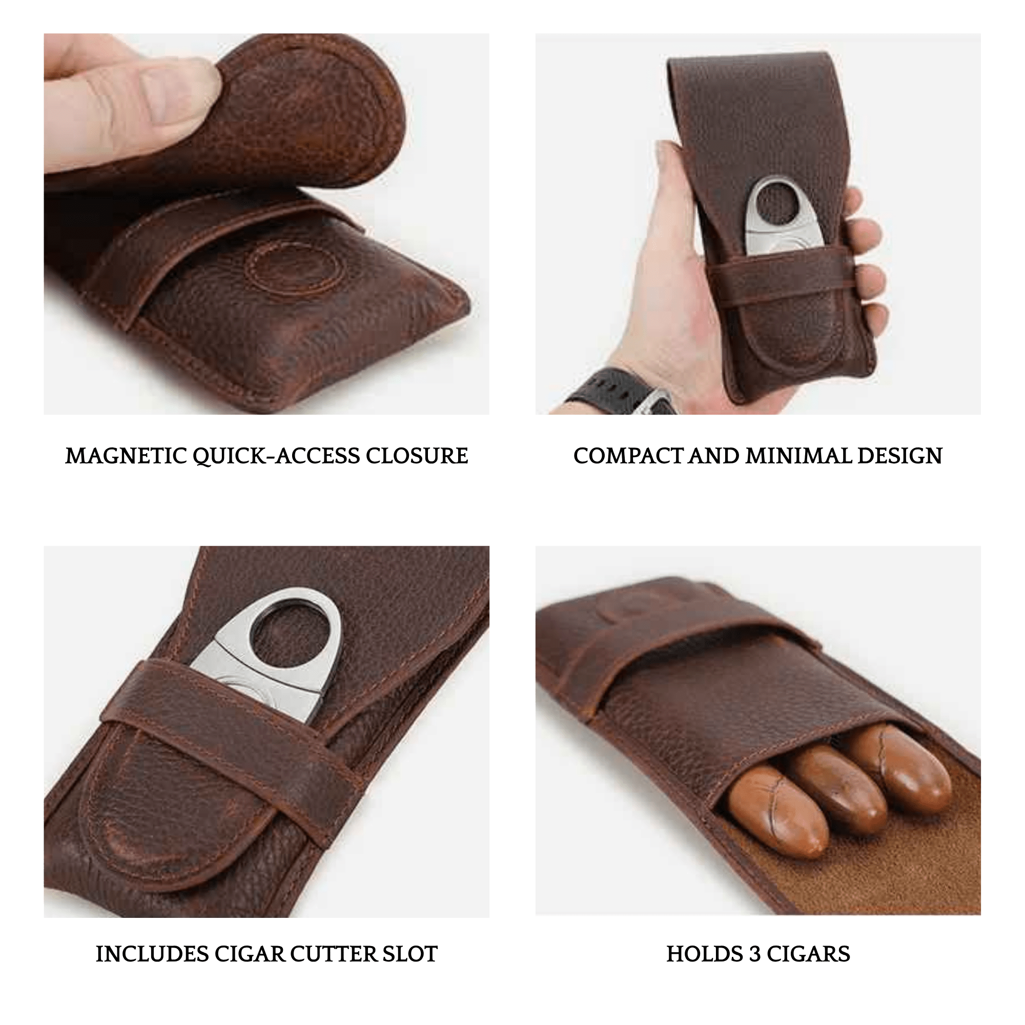 THE MEADOW – 3-SLOT FULL GRAIN LEATHER CIGAR POUCH