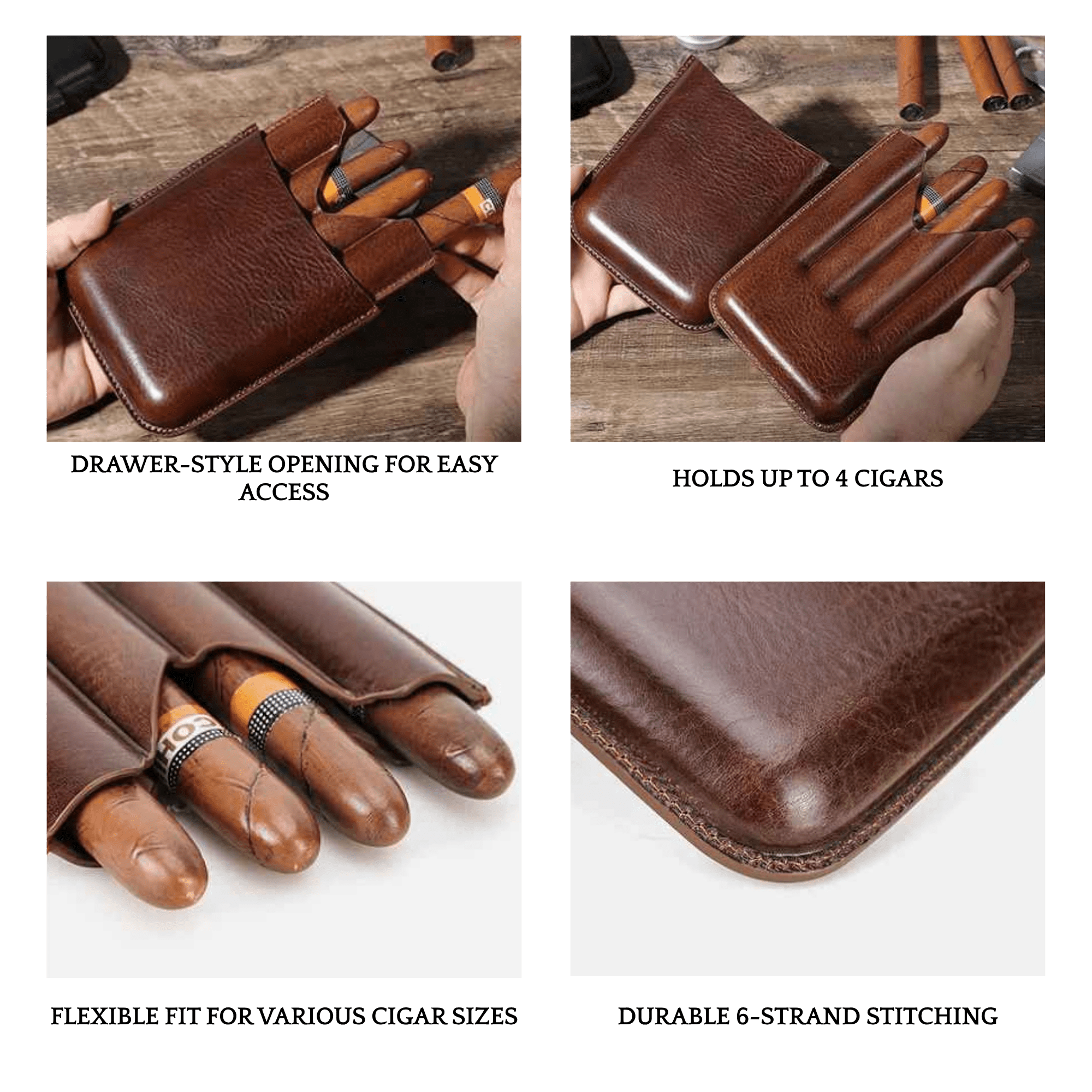 THE CROSSPATH – 5-SLOT GENUINE LEATHER CIGAR CASE