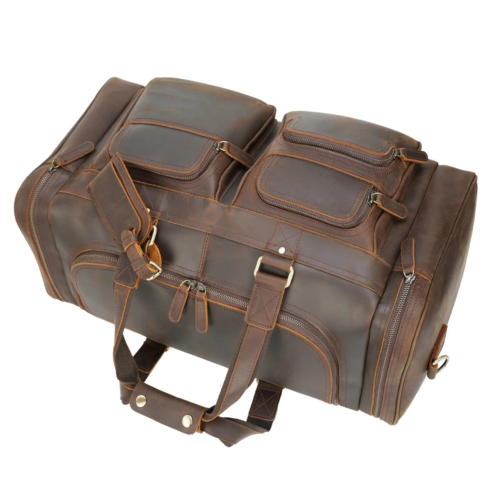Grainmark 23"/26" Leather Duffel Weekender Travel Bag For Men With Full Grain Cowhide Leather 42L/56L