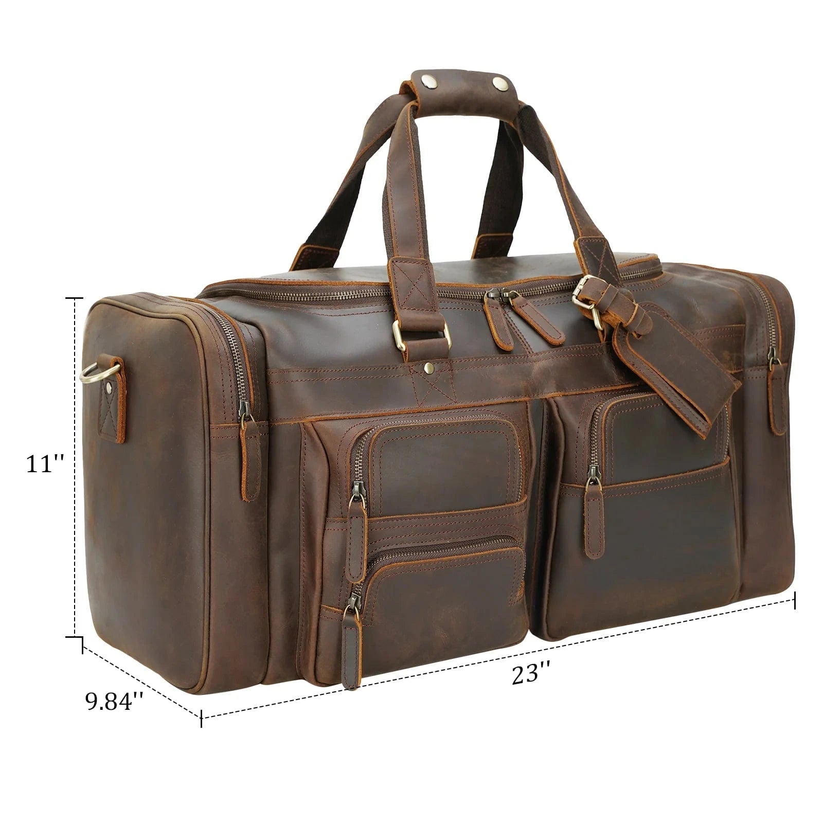 Grainmark 23"/26" Leather Duffel Weekender Travel Bag For Men With Full Grain Cowhide Leather 42L/56L