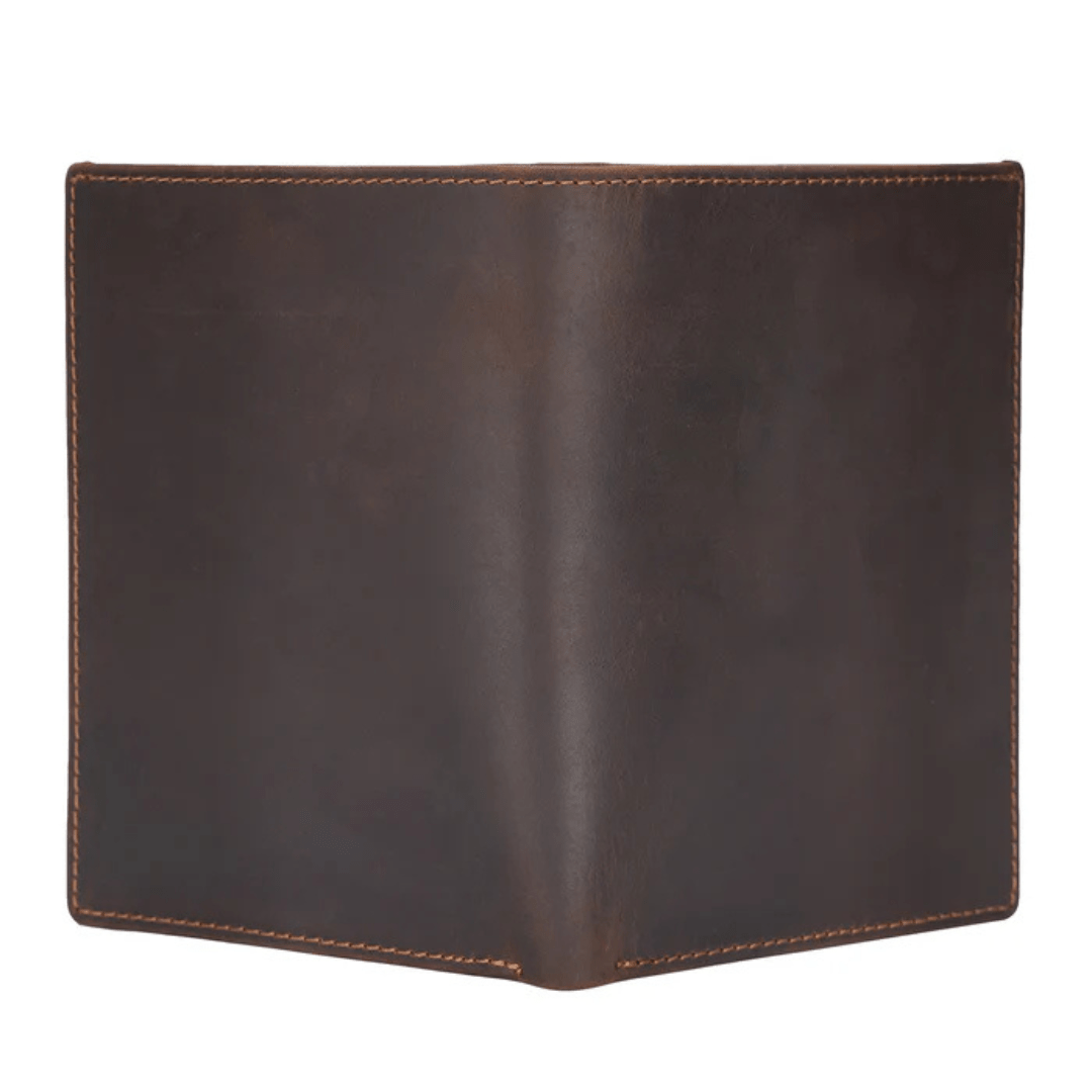 Genuine Leather Passport Holder RFID Blocking Travel Wallet – 3 Passport Slots, 7 Card Slots, ID Window, Banknote Pocket