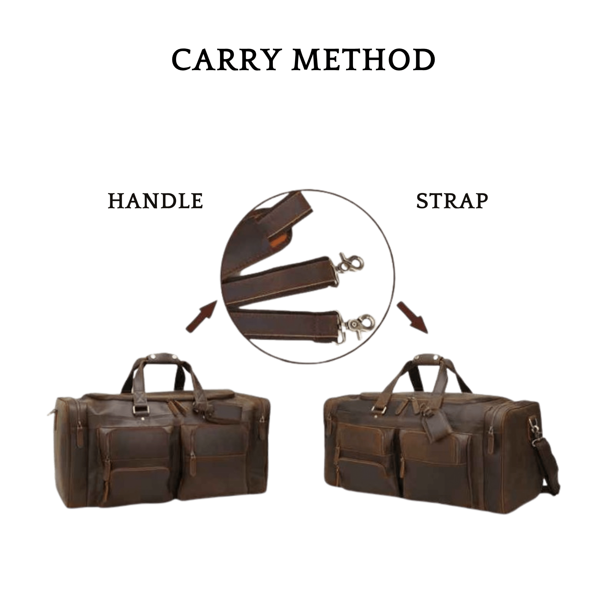 Grainmark 23"/26" Leather Duffel Weekender Travel Bag For Men With Full Grain Cowhide Leather 42L/56L