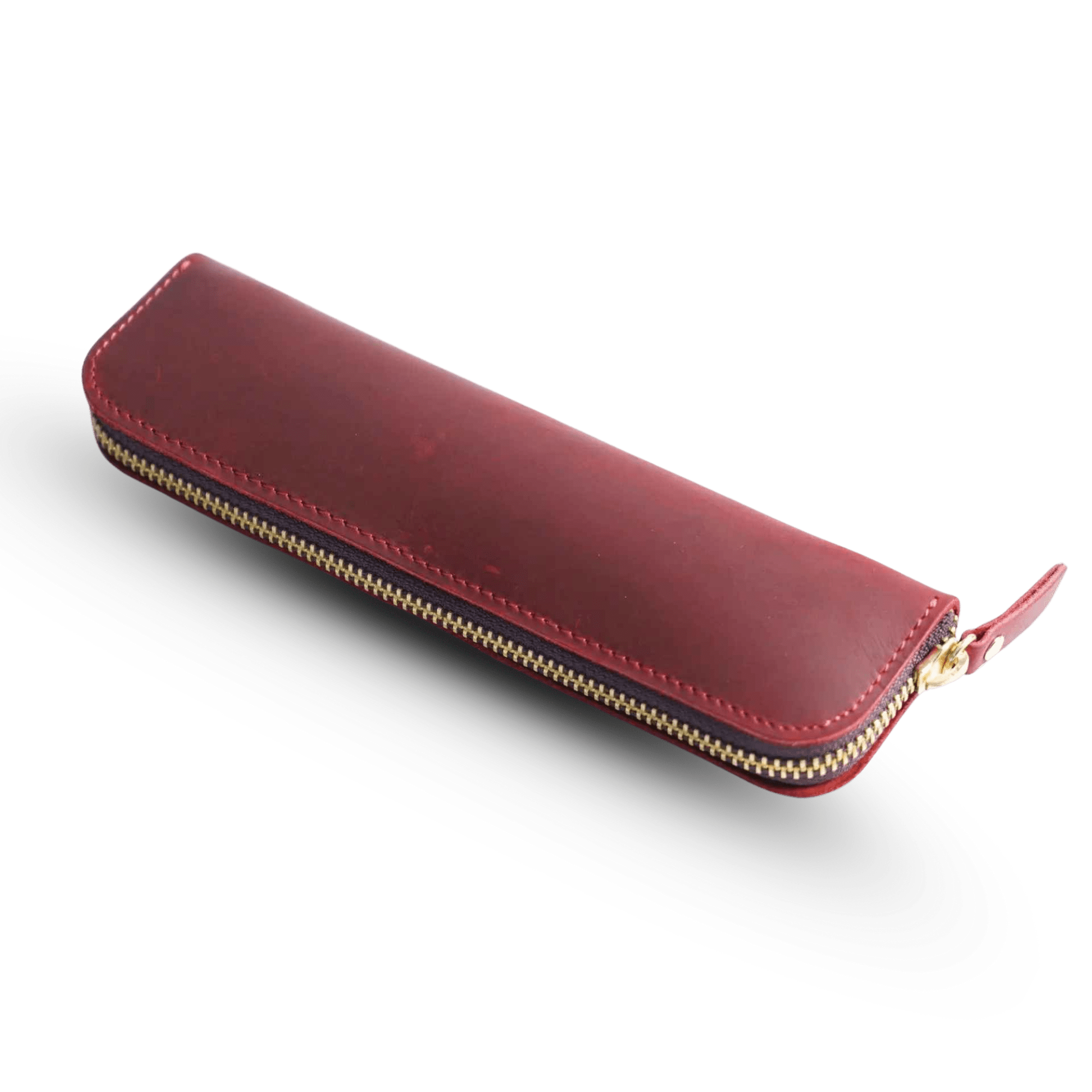 Leather 4 Slots Zippered Pen Case