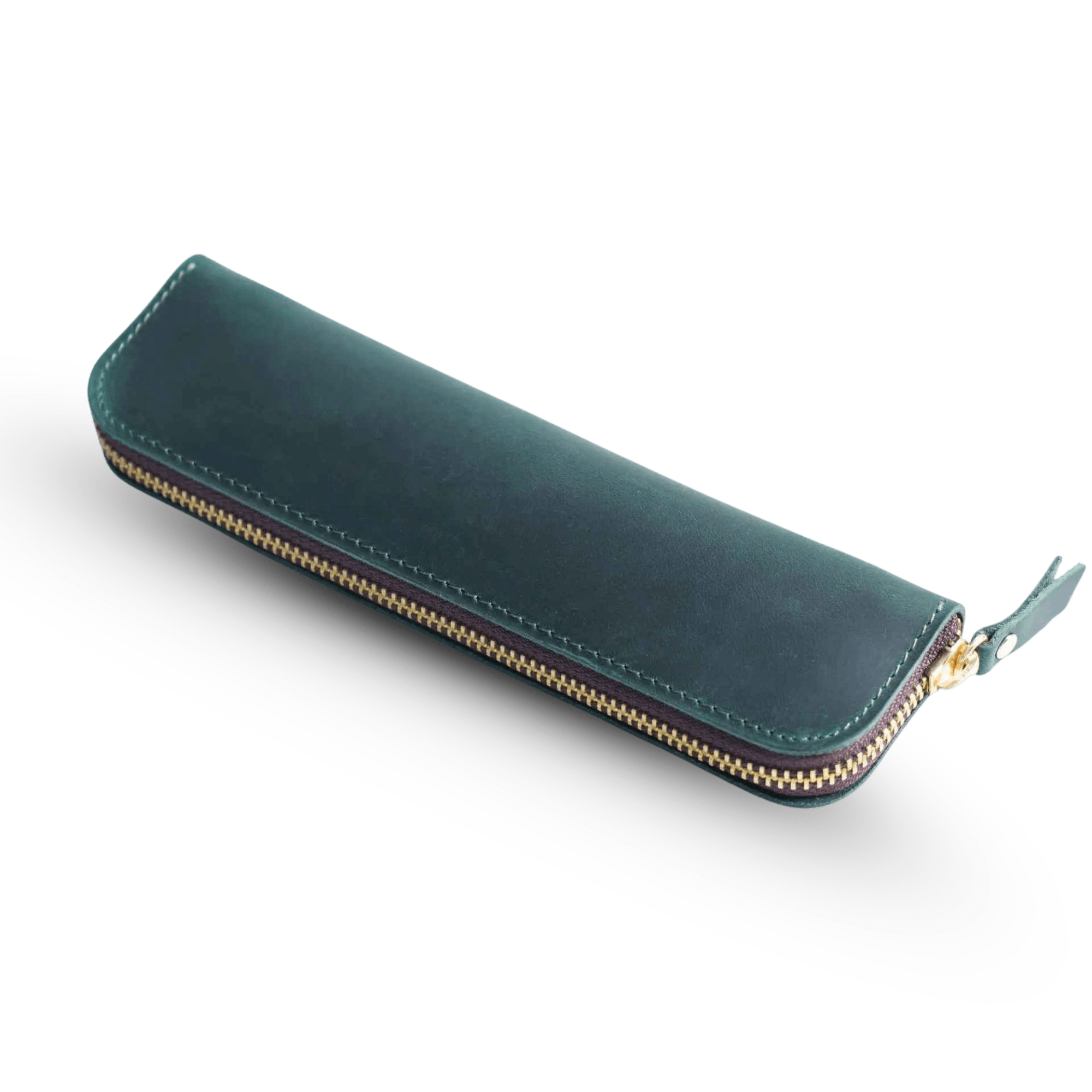 Leather 4 Slots Zippered Pen Case