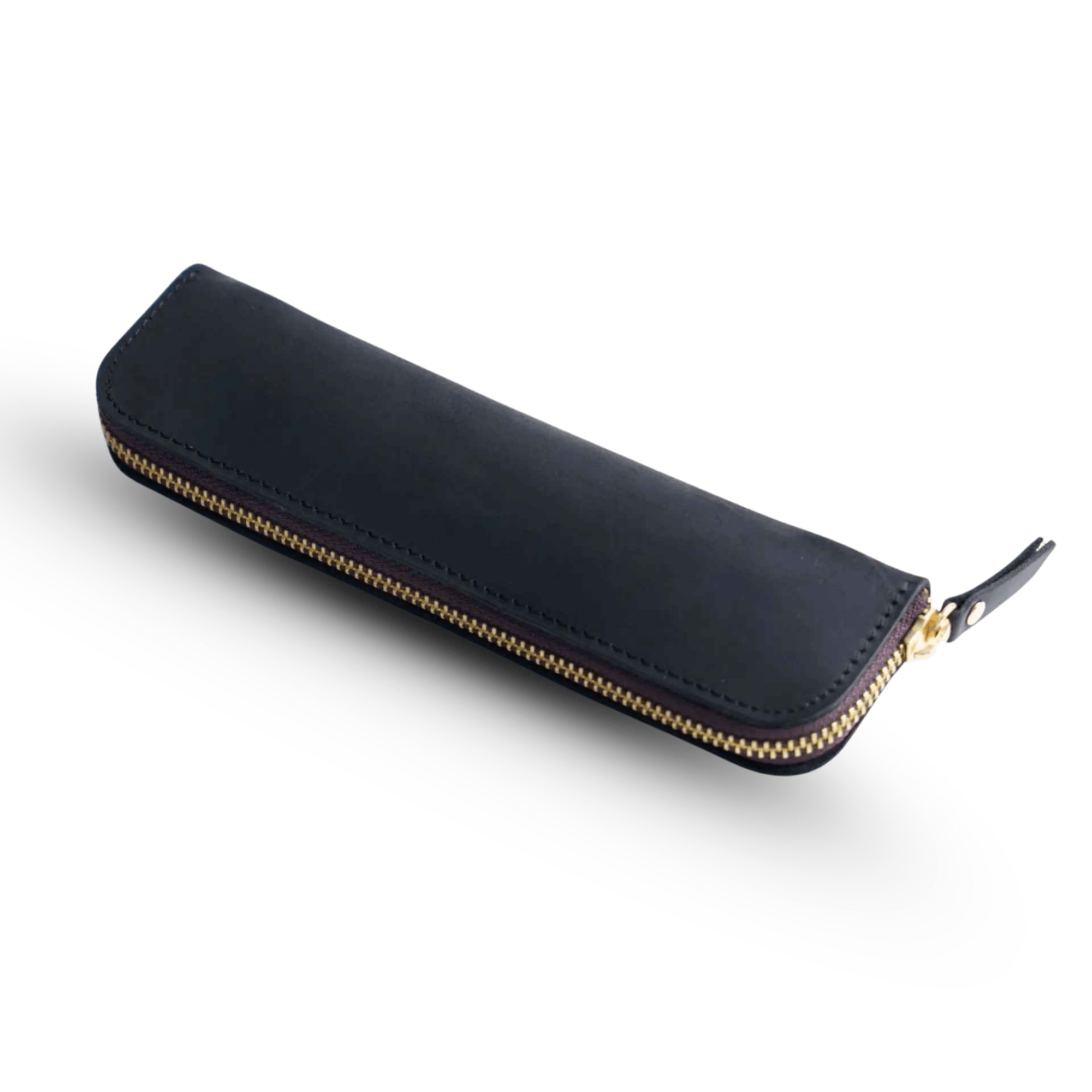 Leather 4 Slots Zippered Pen Case