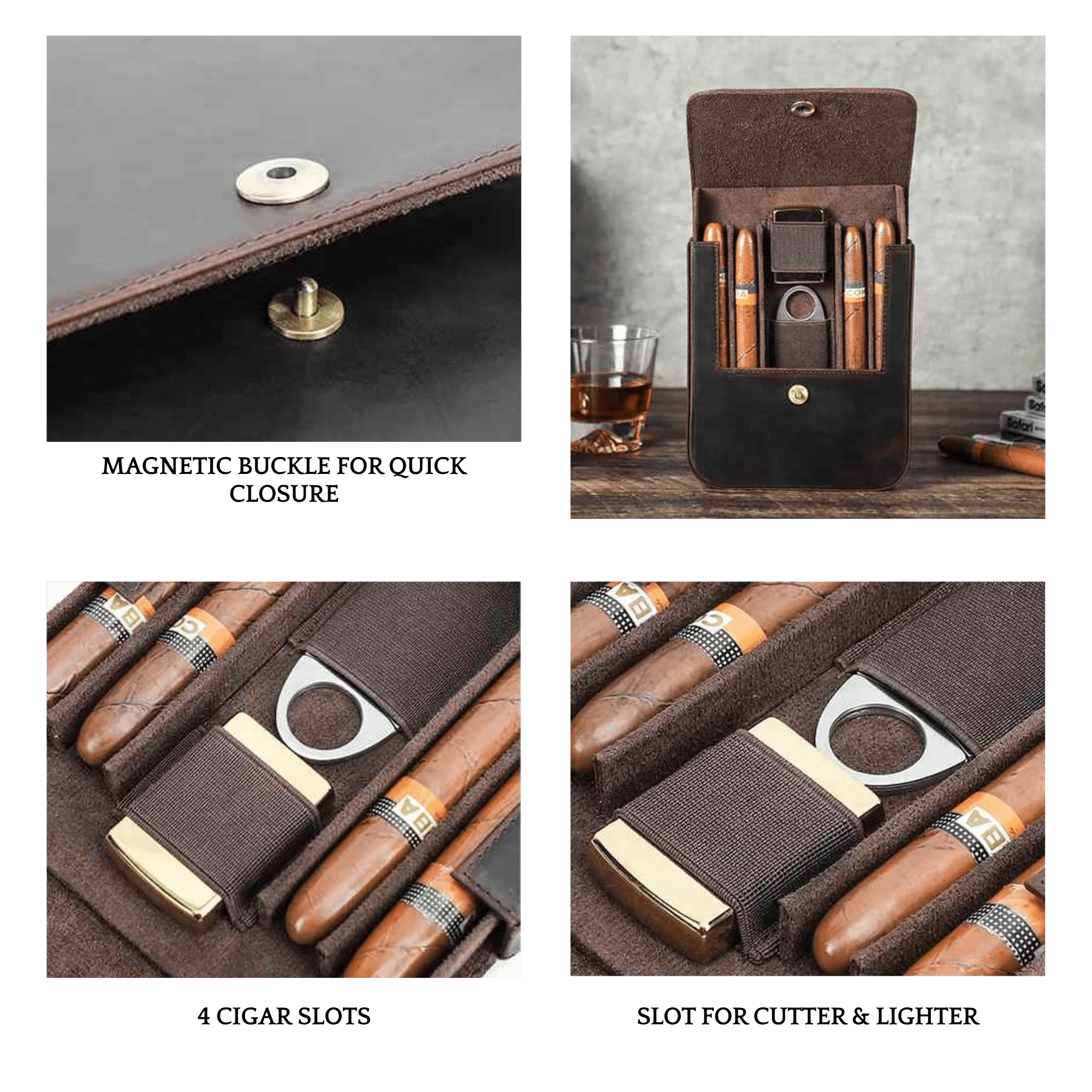 THE ECHO – 4-SLOT COWHIDE LEATHER CIGAR CASE