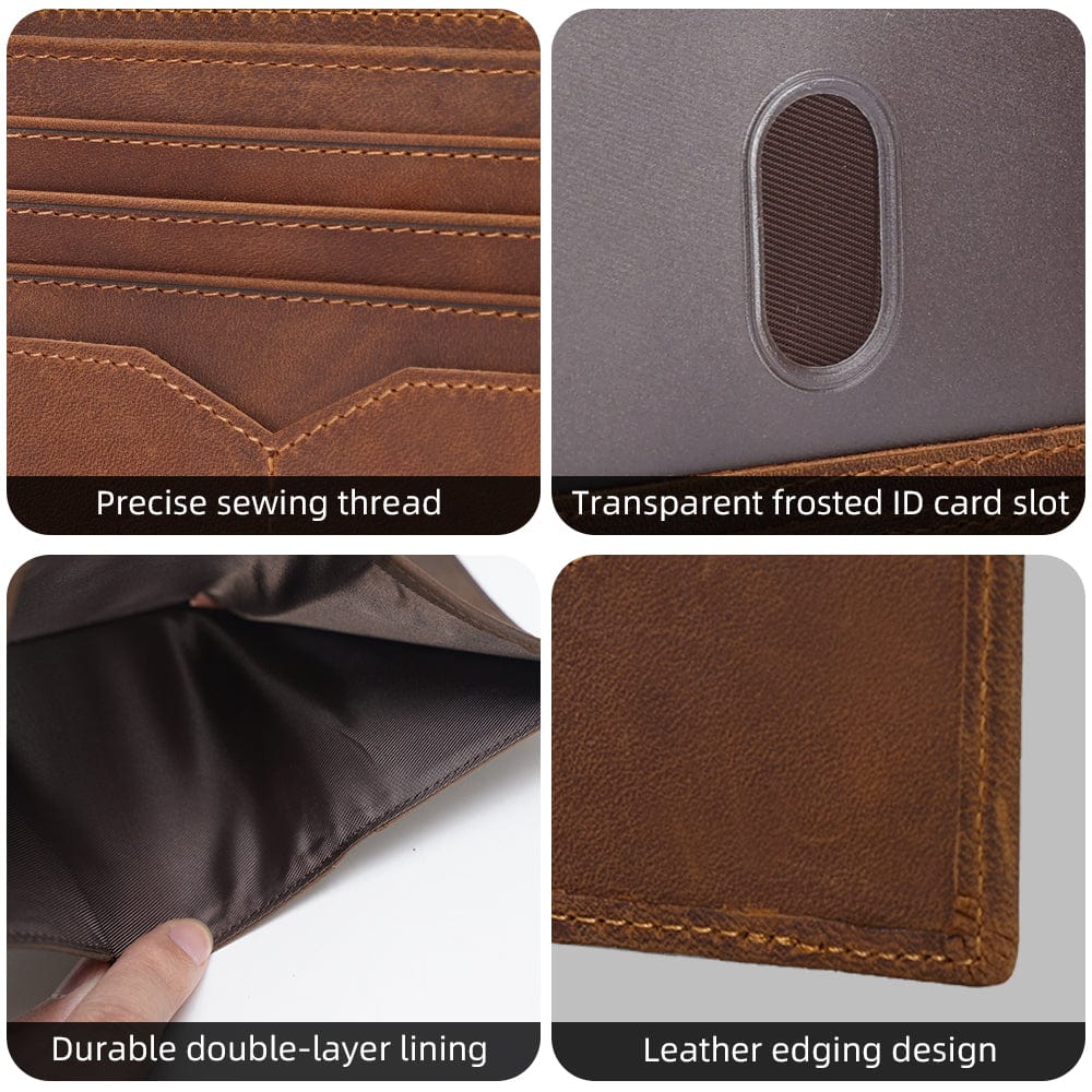Slim Leather Bifold Wallet with RFID and ID Windows