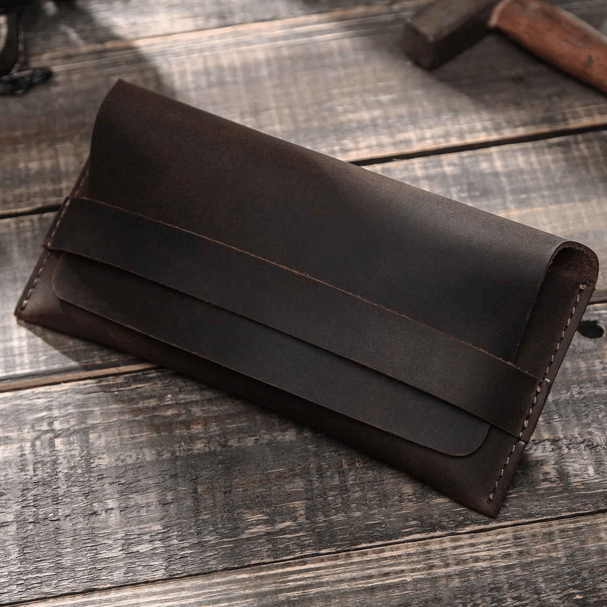 THE CAMPFIRE – SINGLE PAIR COWHIDE LEATHER GLASSES CASE