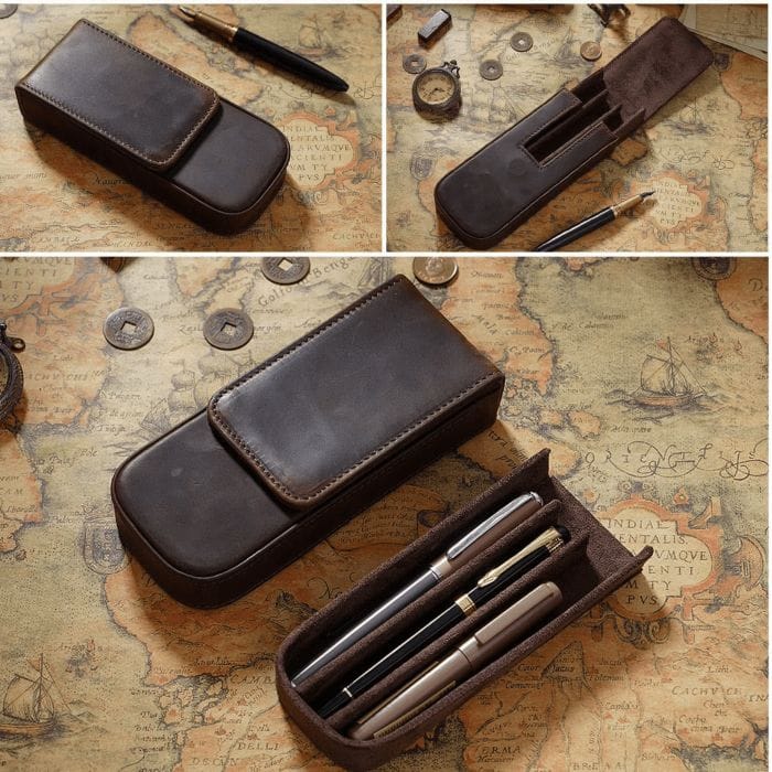 Leather 3-Slot Pen Case
