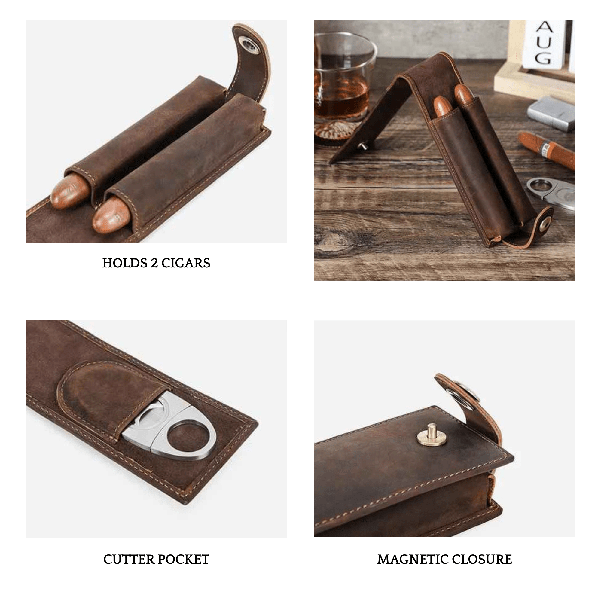 THE SEAFARER – 2-SLOT GENUINE LEATHER CIGAR CASE