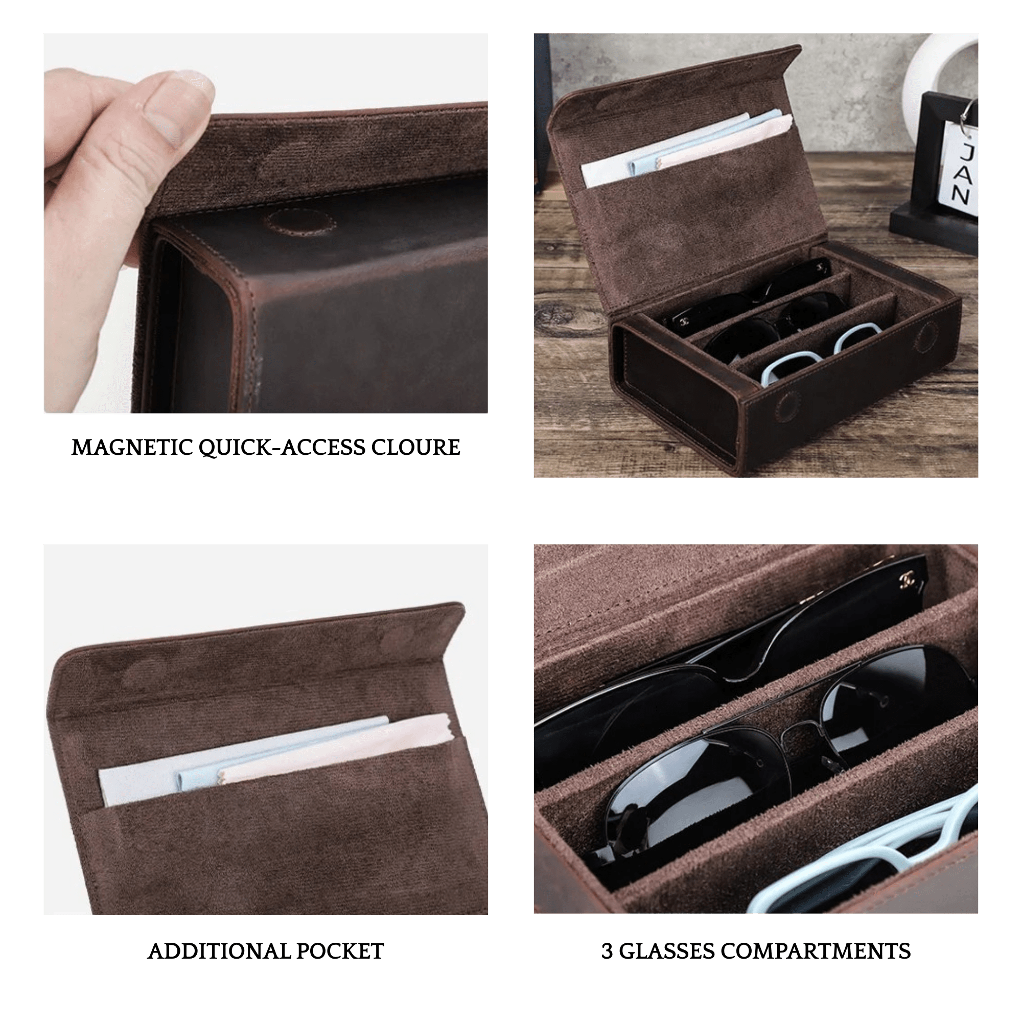 THE DUSTY ROAD – 3-SLOT FULL GRAIN LEATHER EYEWEAR ORGANISER