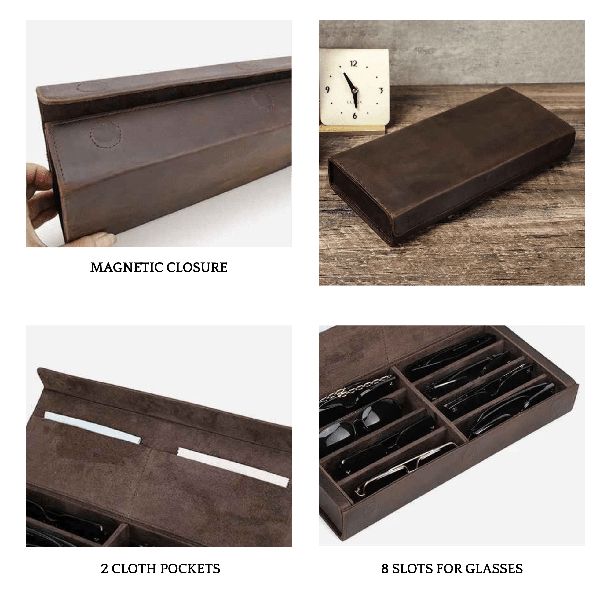 THE CROSSWIND – 8-SLOT FULL GRAIN LEATHER EYEWEAR ORGANISER