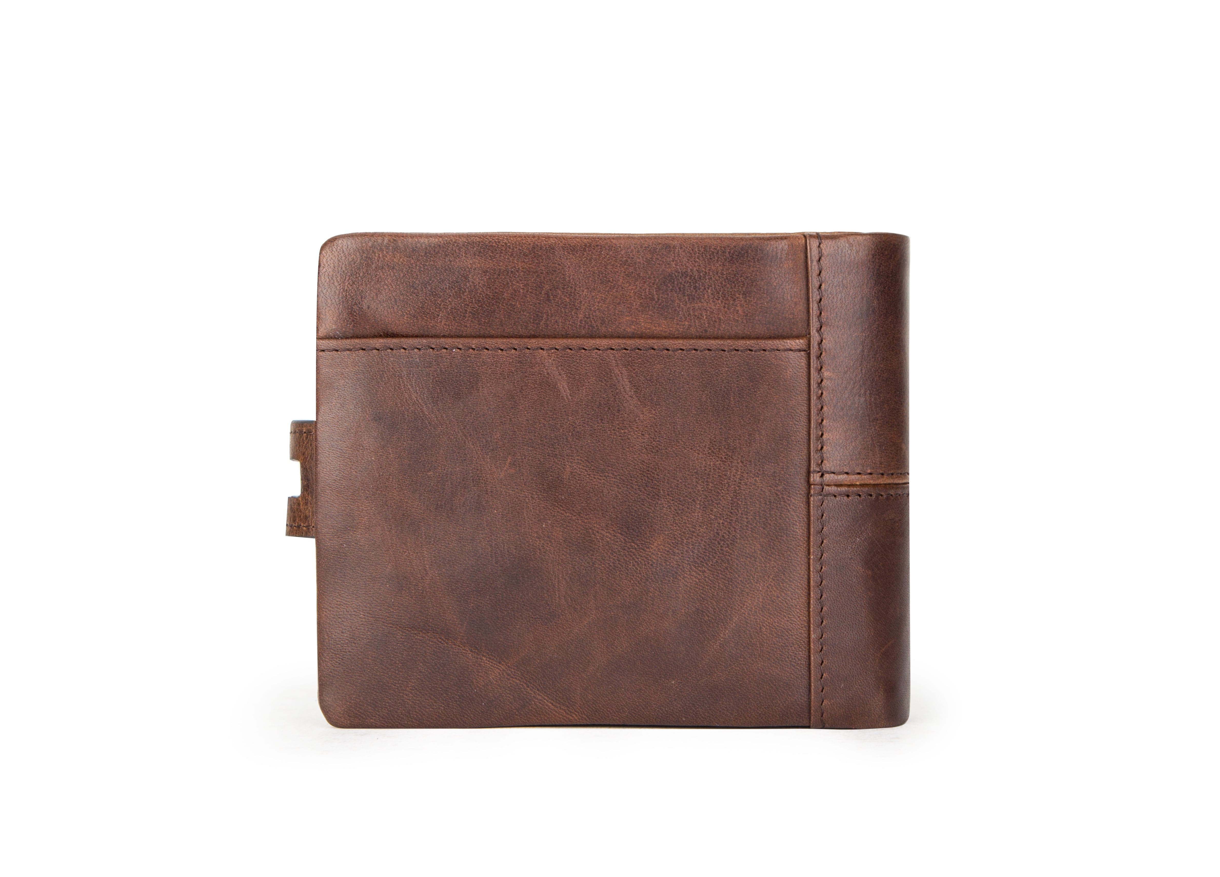 Vintage Leather Bifold Wallet with RFID and Coin Pocket