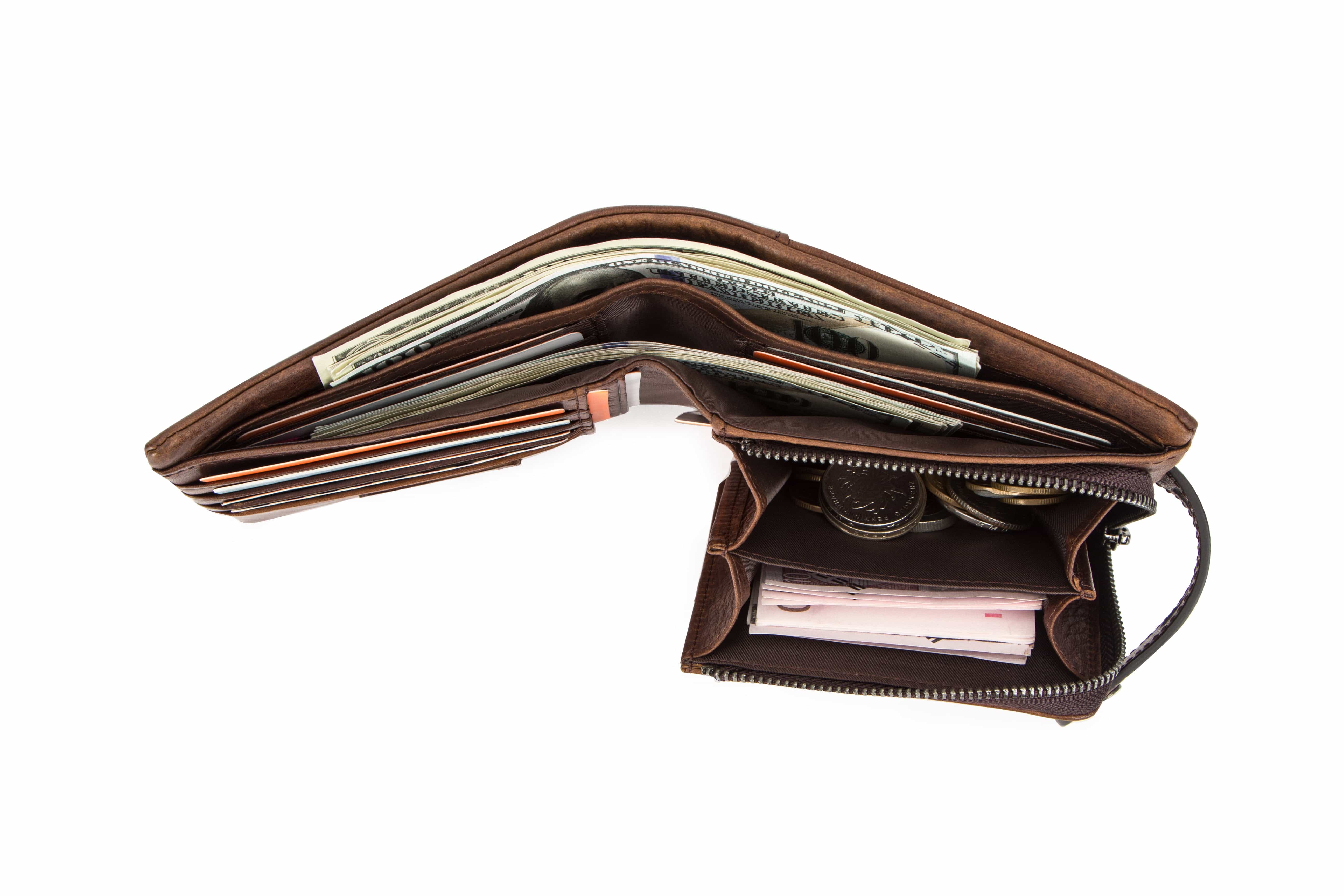 Vintage Leather Bifold Wallet with RFID and Coin Pocket