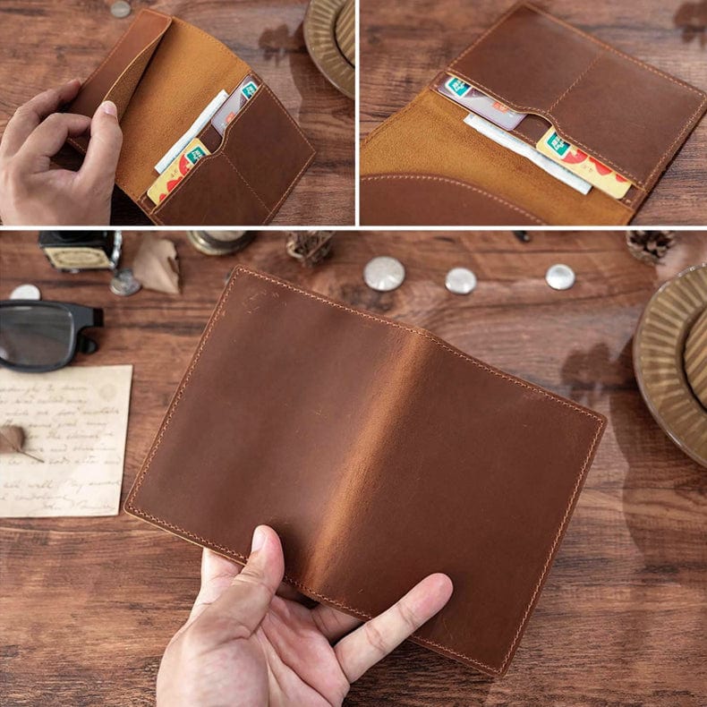 Vintage Leather Passport Holder Cover