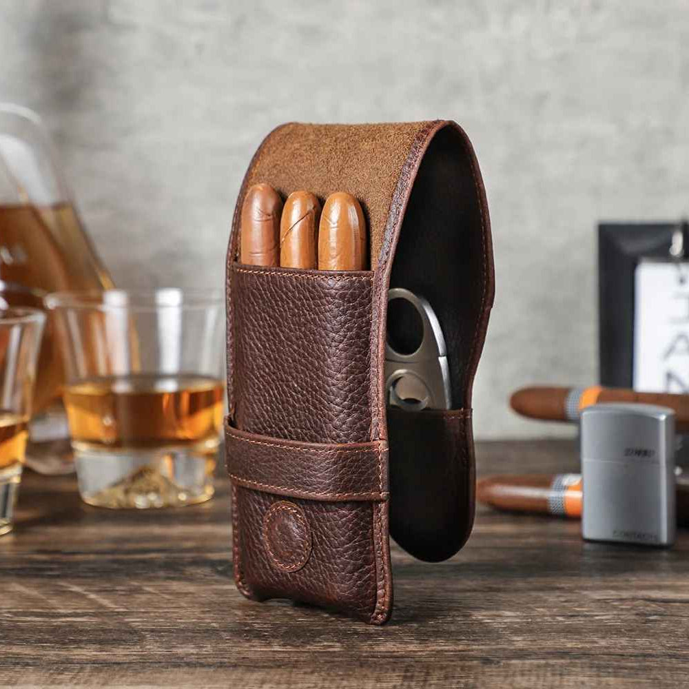 THE MEADOW – 3-SLOT FULL GRAIN LEATHER CIGAR POUCH