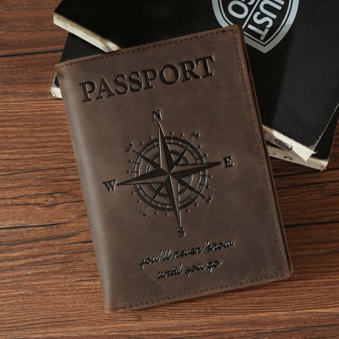 Genuine Leather Passport Holder RFID Blocking Travel Wallet – 3 Passport Slots, 7 Card Slots, ID Window, Banknote Pocket