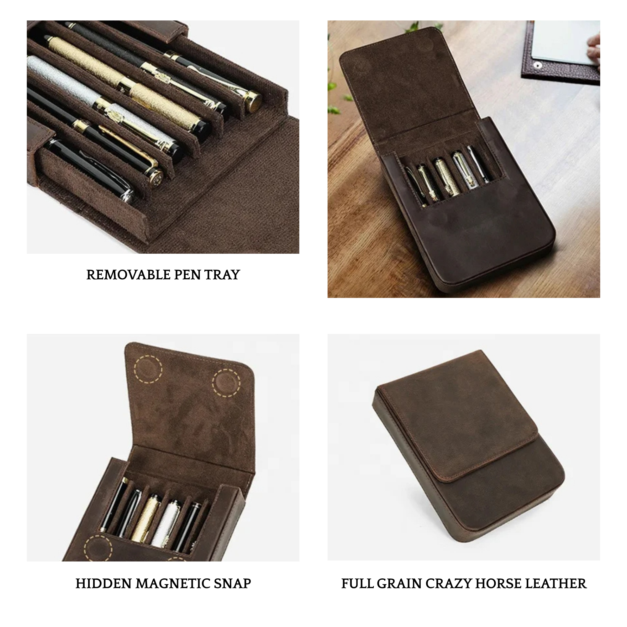 THE HEARTH – 6-SLOT FULL GRAIN LEATHER PEN BOX