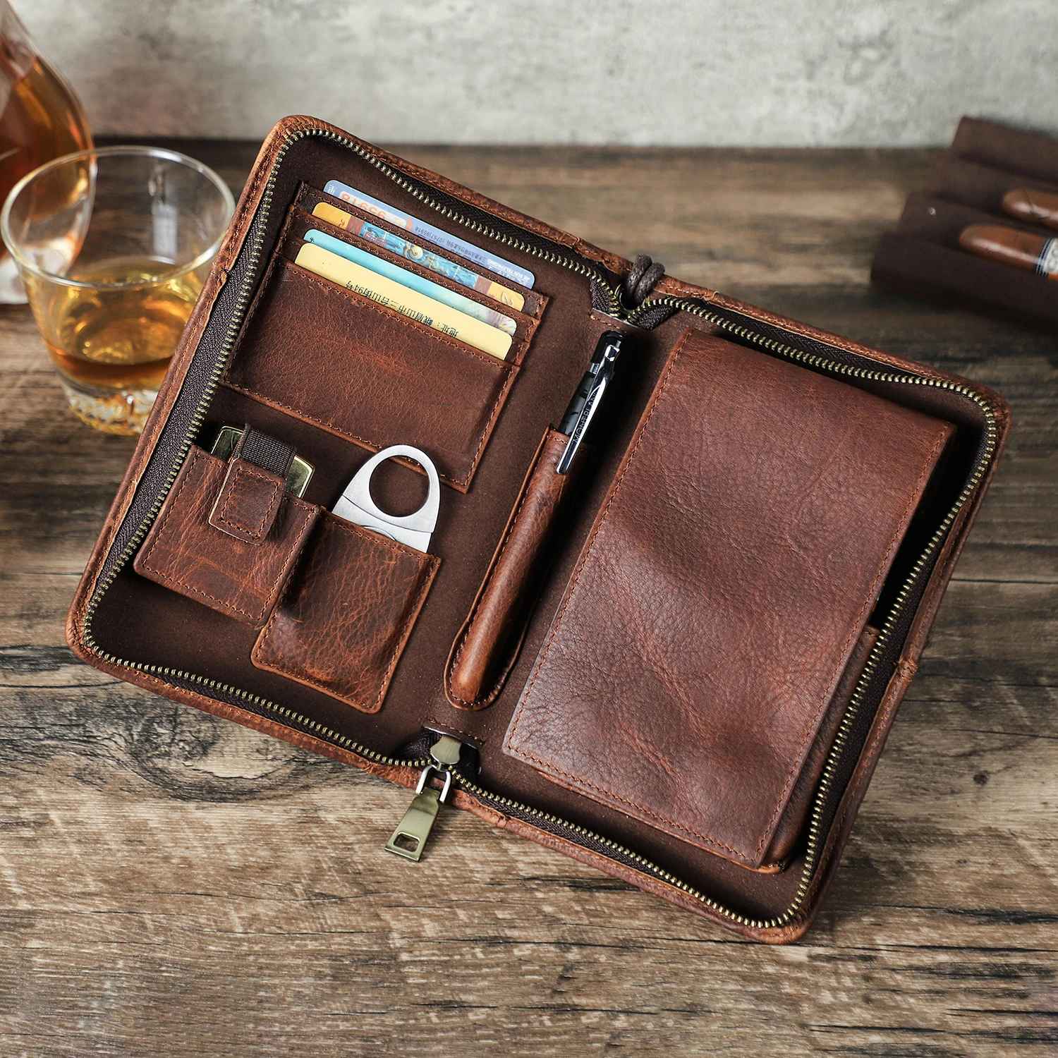 THE TIMBERLINE – 5-SLOT  FULL GRAIN LEATHER CIGAR CASE