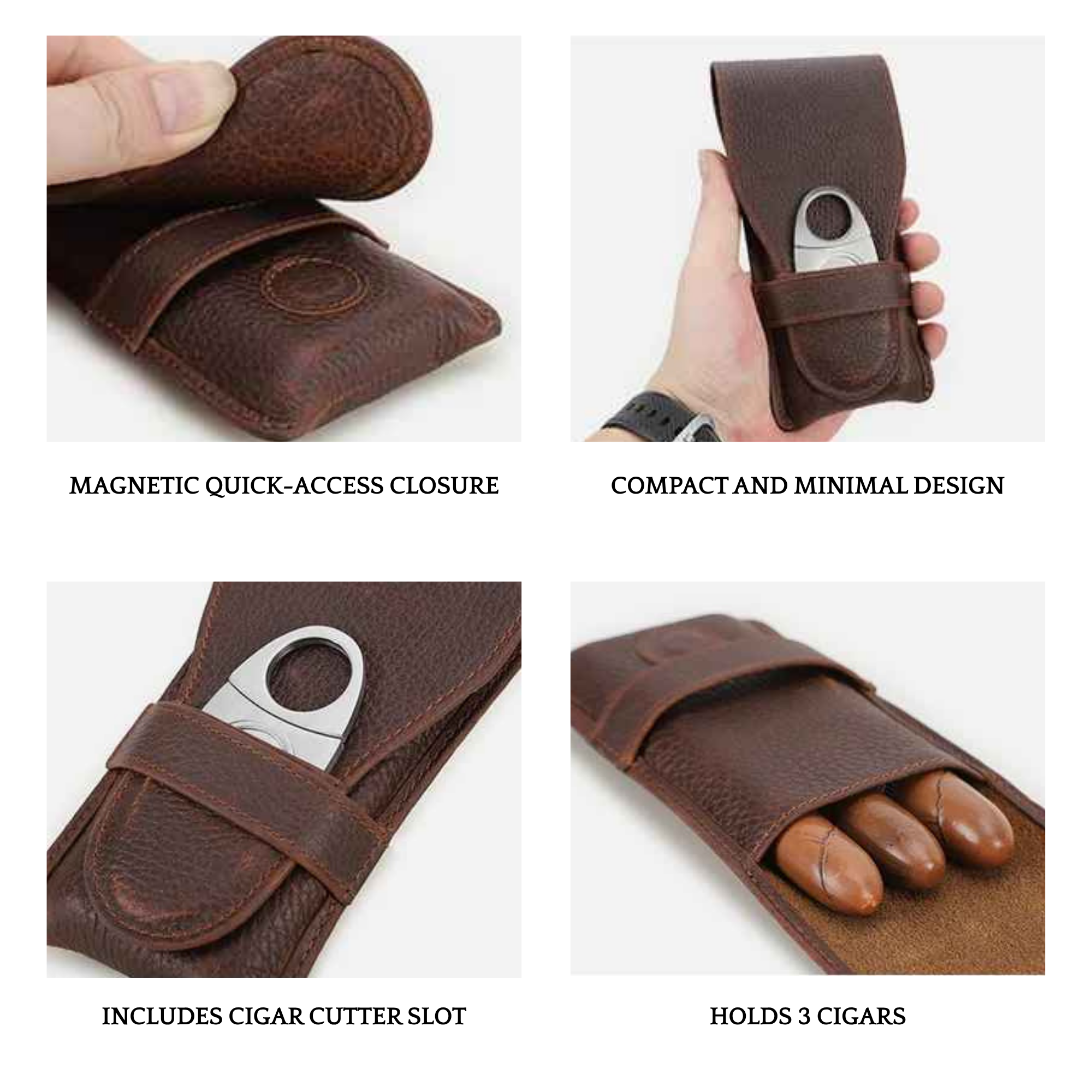 THE MEADOW – 3-SLOT FULL GRAIN LEATHER CIGAR POUCH