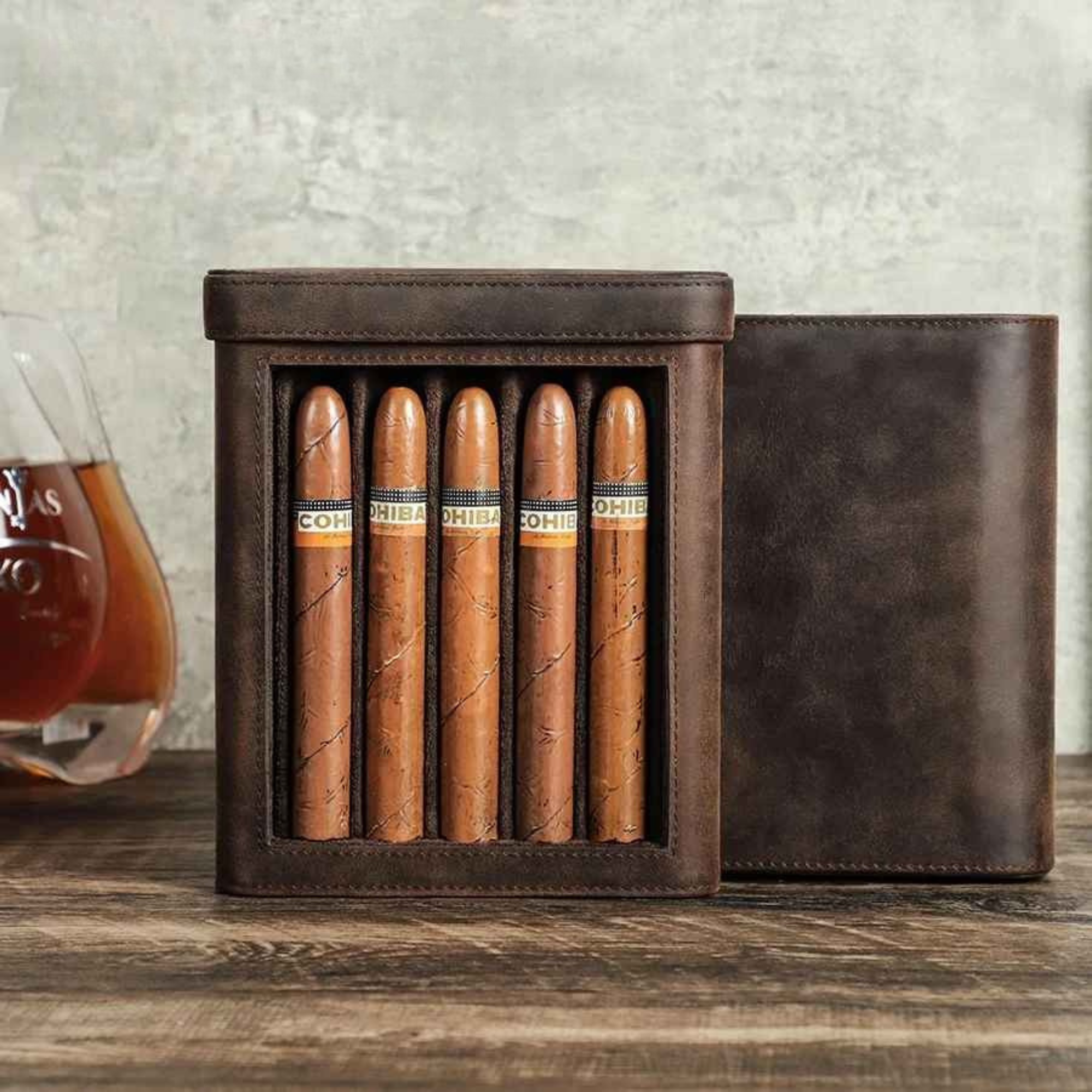 THE HIDEOUT – 5-SLOT FULL GRAIN LEATHER CIGAR CASE