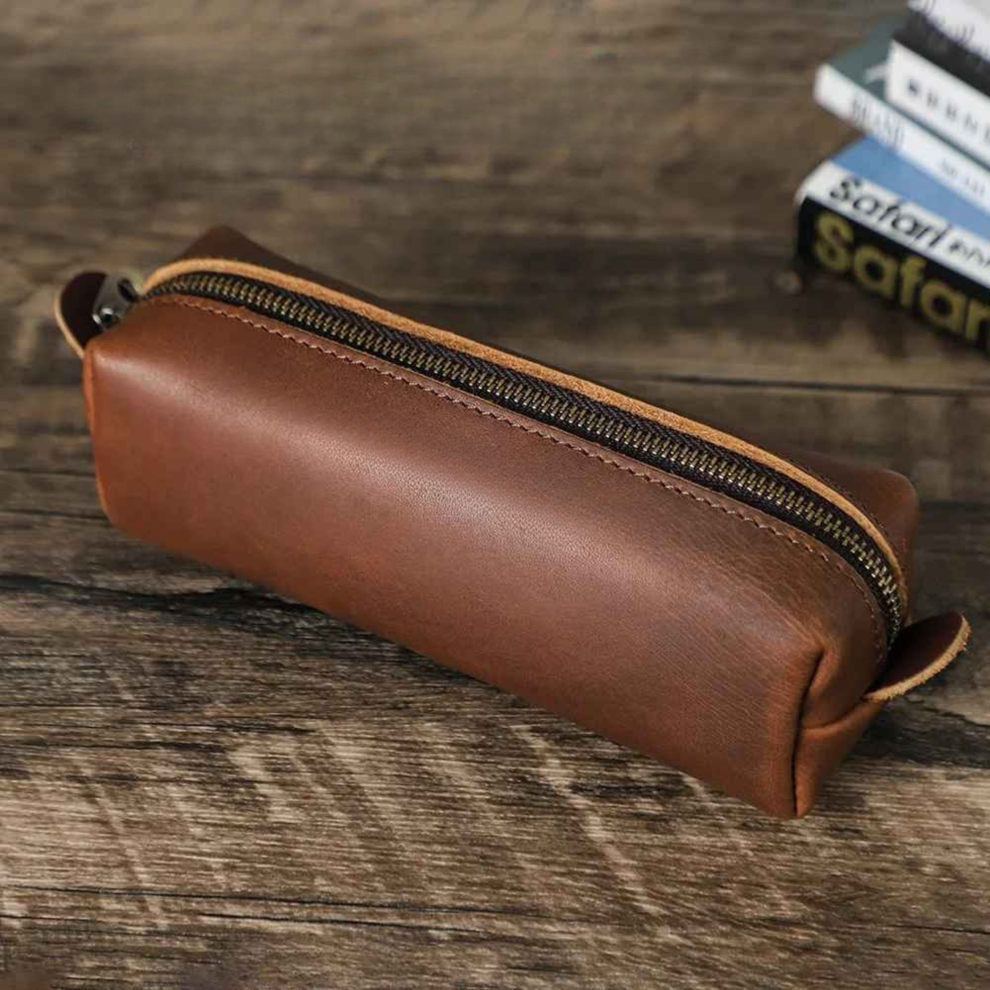 THE HORIZON – COWHIDE LEATHER ZIPPER PEN CASE