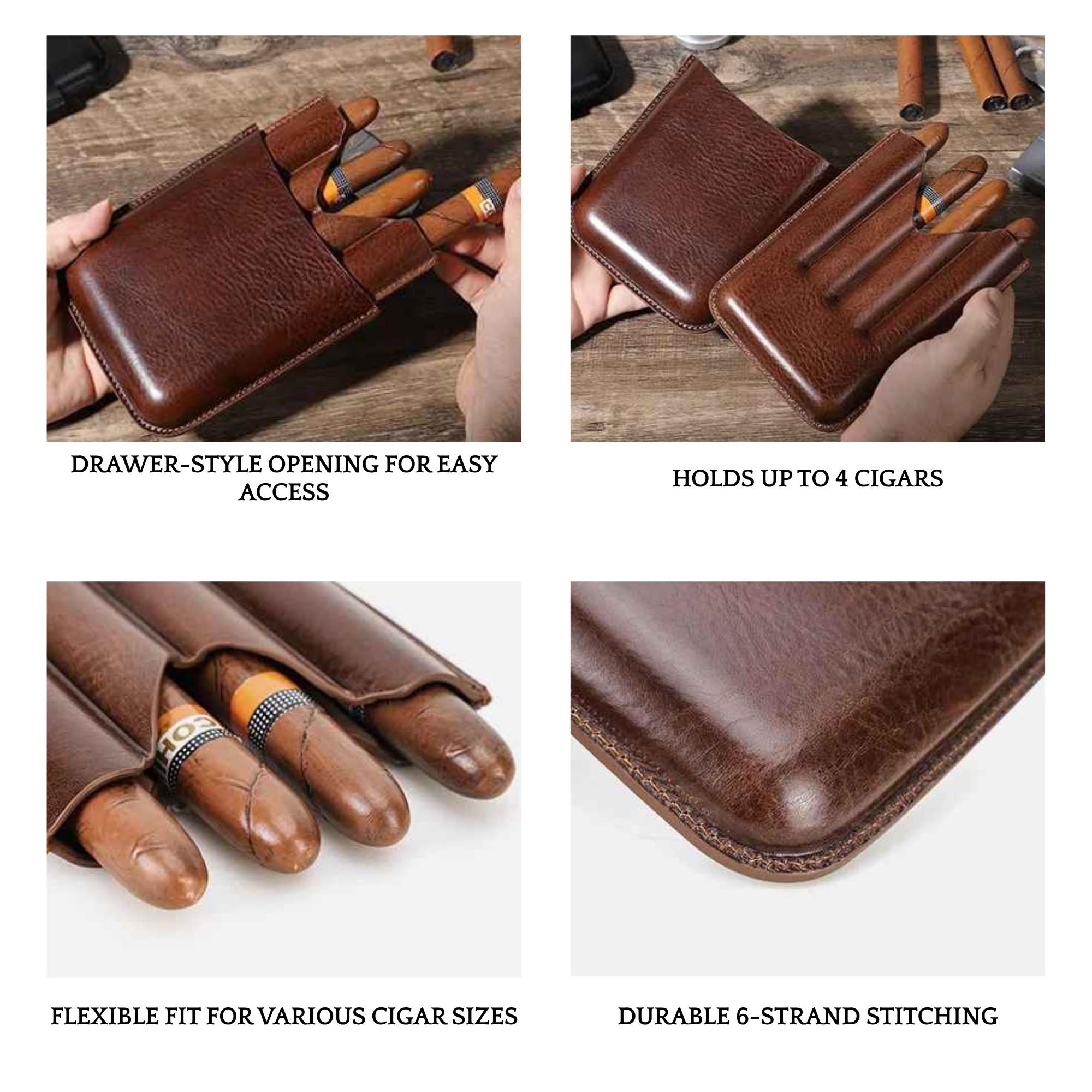 THE CROSSPATH – 5-SLOT GENUINE LEATHER CIGAR CASE