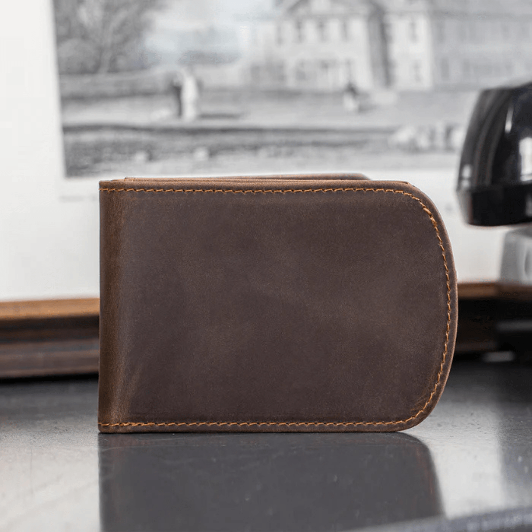 Slim Vintage Leather Bifold Wallet with RFID Protection