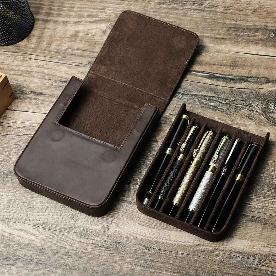 THE HEARTH – 6-SLOT FULL GRAIN LEATHER PEN BOX