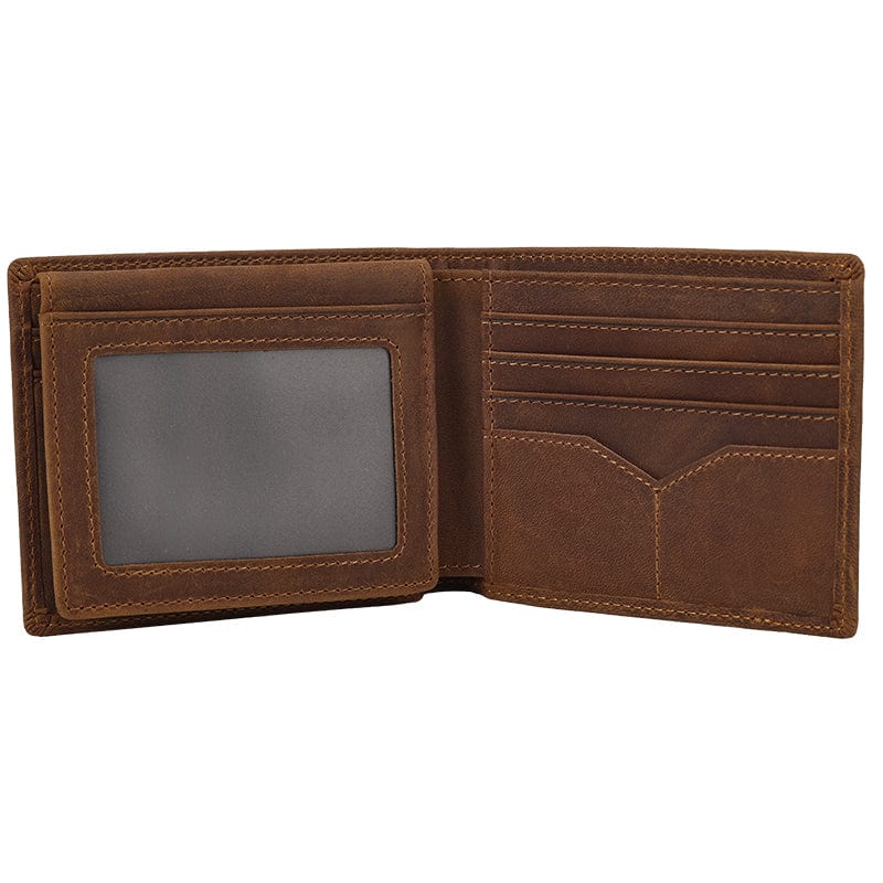 Slim Leather Bifold Wallet with RFID and ID Windows