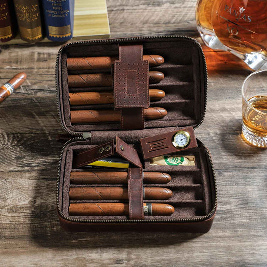 THE REPLAY – 7-SLOT PREMIUM FULL GRAIN LEATHER CIGAR HUMIDOR
