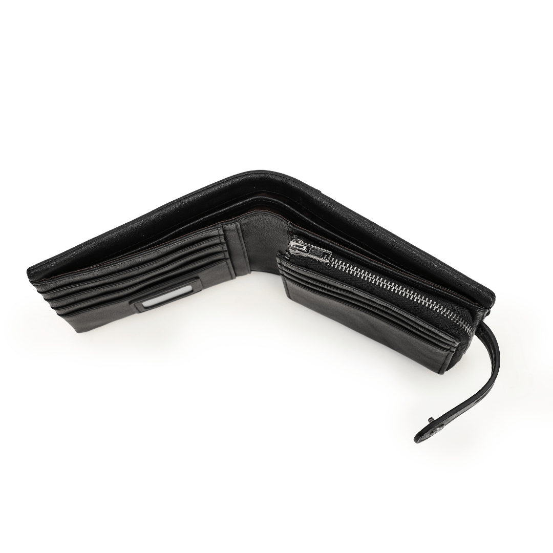 Vintage Leather Bifold Wallet with RFID and Coin Pocket