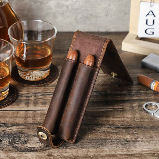 THE SEAFARER – 2-SLOT GENUINE LEATHER CIGAR CASE