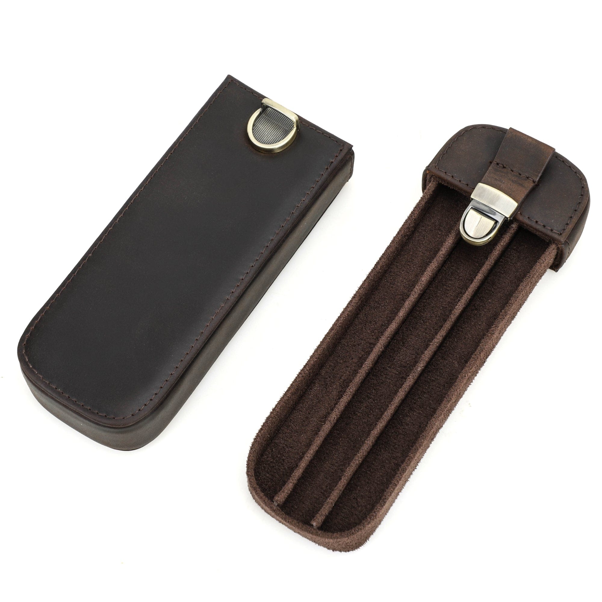 3 Slot Hard Pen Case – Brass Closure, Removable Tray